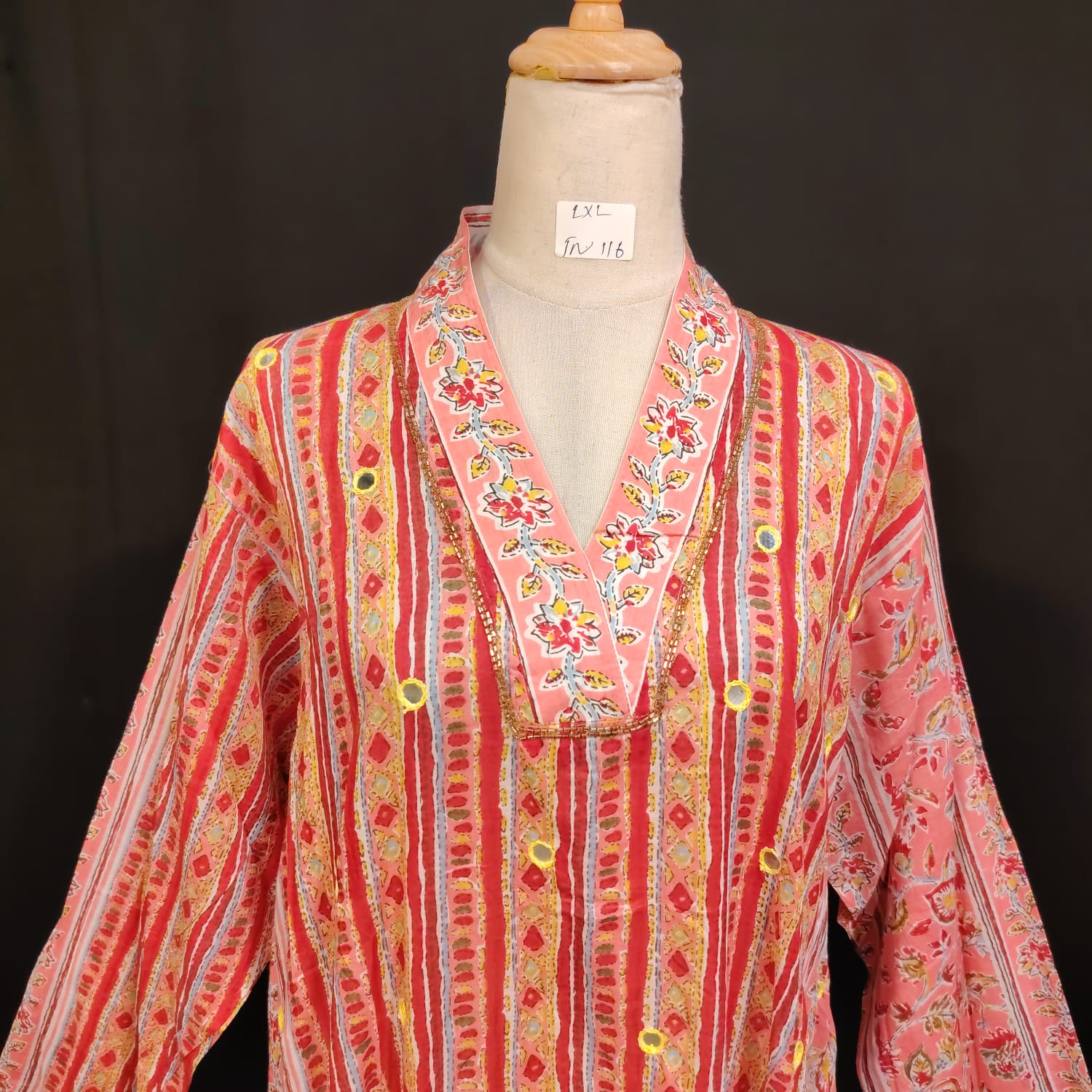L/XL Teena Printed Cotton Dress 57" Long Jalabiya TN 116