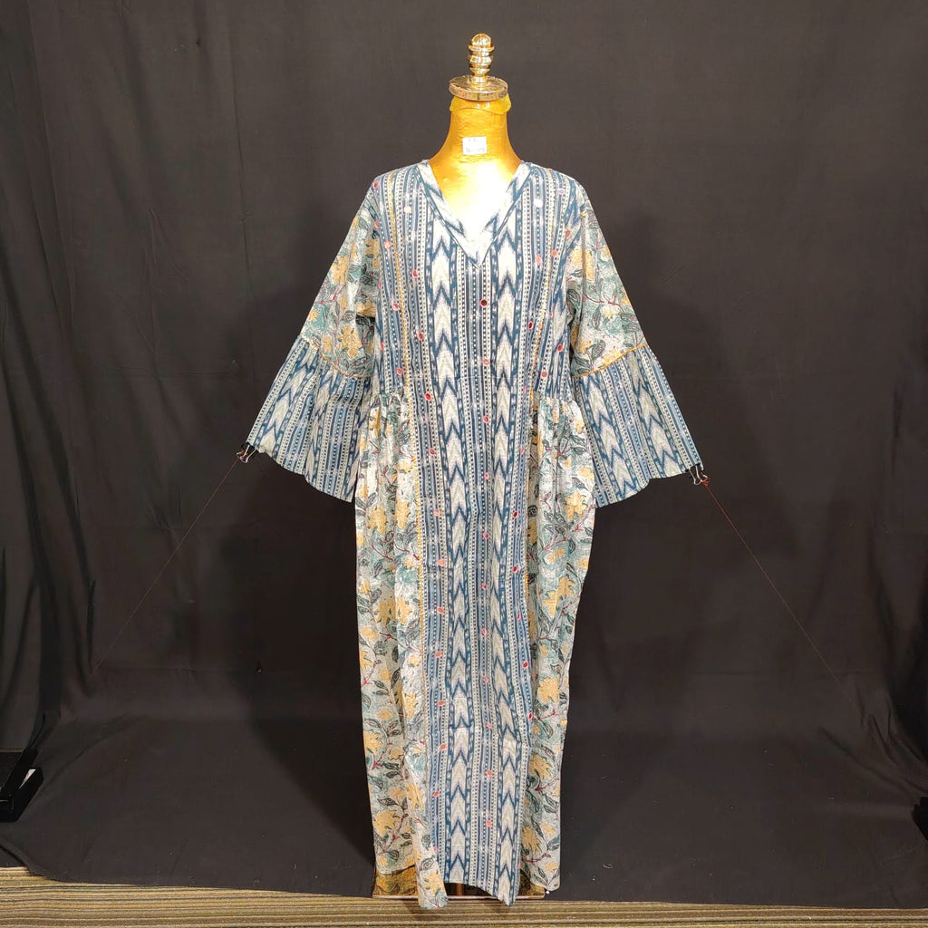 L/XL Saida Printed Cotton Dress 57" Long Jalabiya TN 117