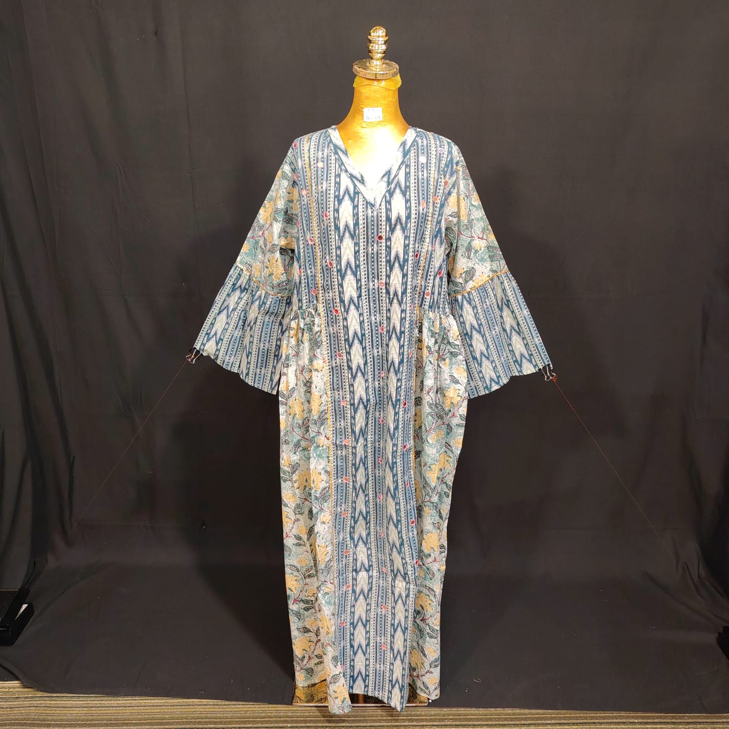 L/XL Saida Printed Cotton Dress 57" Long Jalabiya TN 117