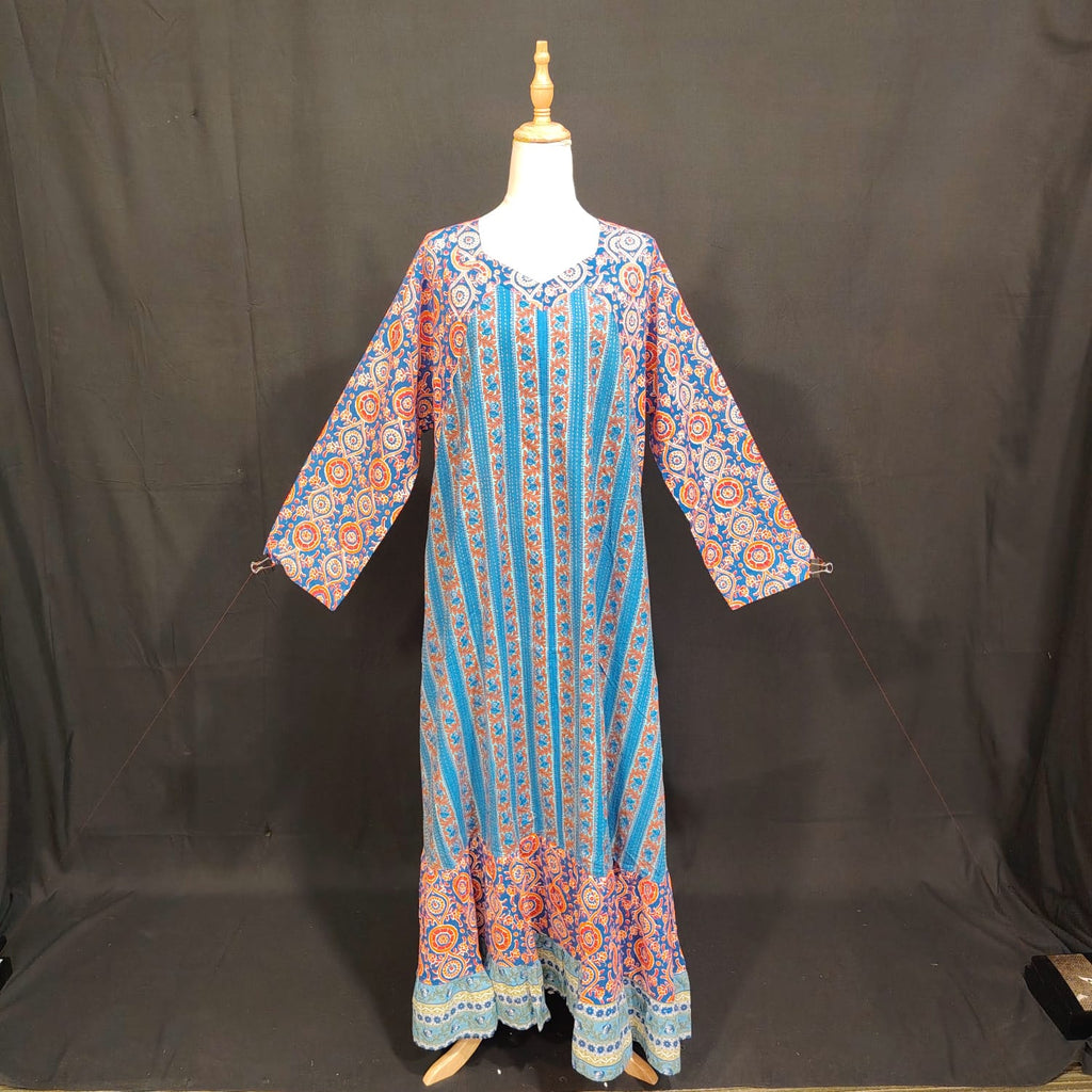 L/XL Naija Printed Cotton Dress 57" Long Jalabiya TN 118