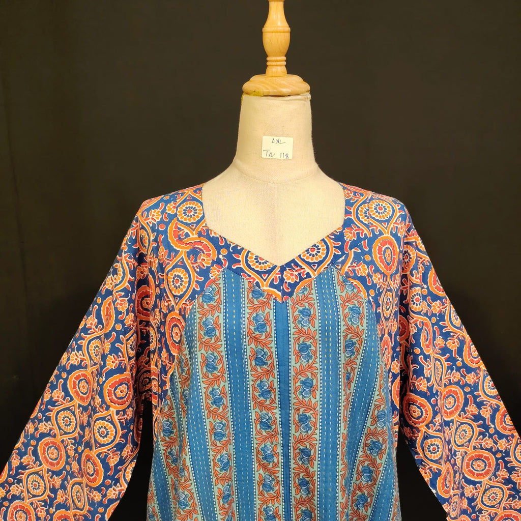 L/XL Naija Printed Cotton Dress 57" Long Jalabiya TN 118