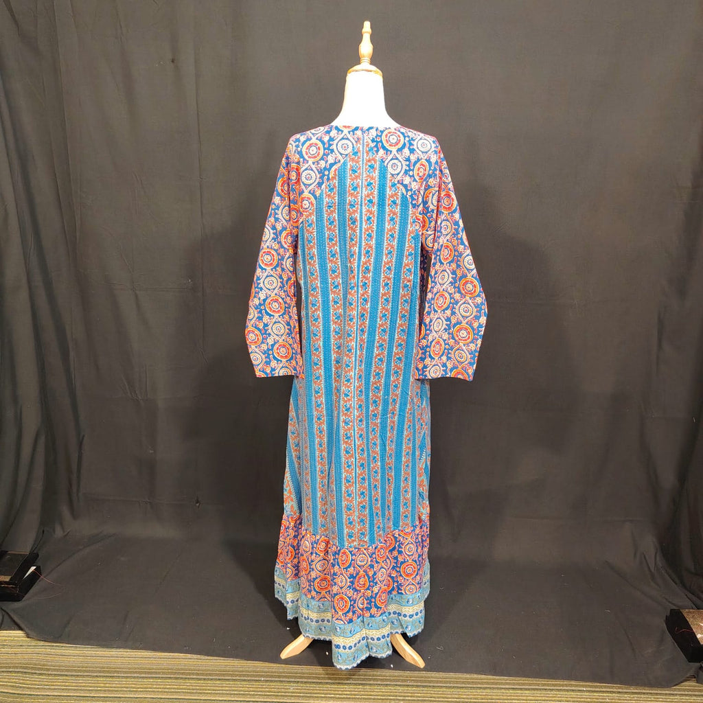 L/XL Naija Printed Cotton Dress 57" Long Jalabiya TN 118