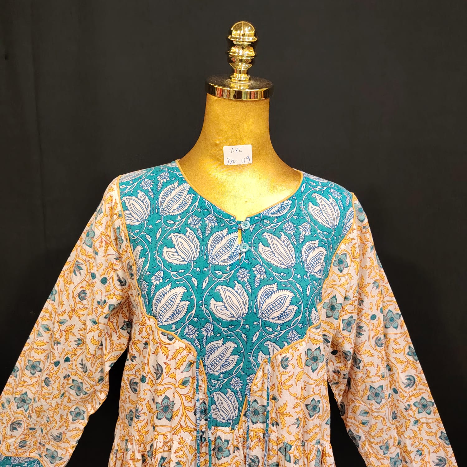 L/XL Zaria Printed Cotton Dress 57" Long Jalabiya TN 119