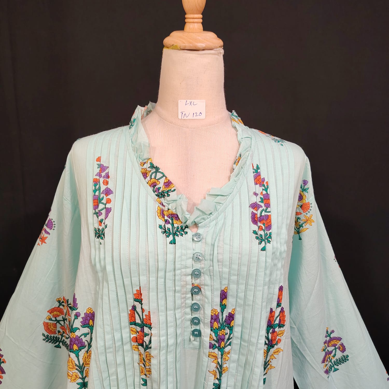 L/XL Sparrow Printed Cotton Dress 57" Long Jalabiya TN 120