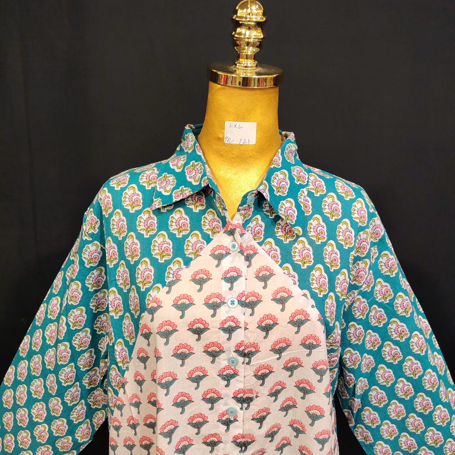 L/XL Honey Printed Cotton Dress 57" Long Jalabiya TN 121