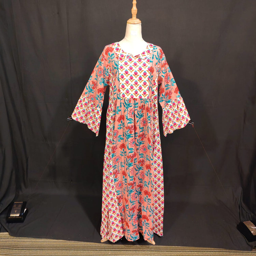 L/XL Husn Printed Cotton Dress 57" Long Jalabiya TN 122