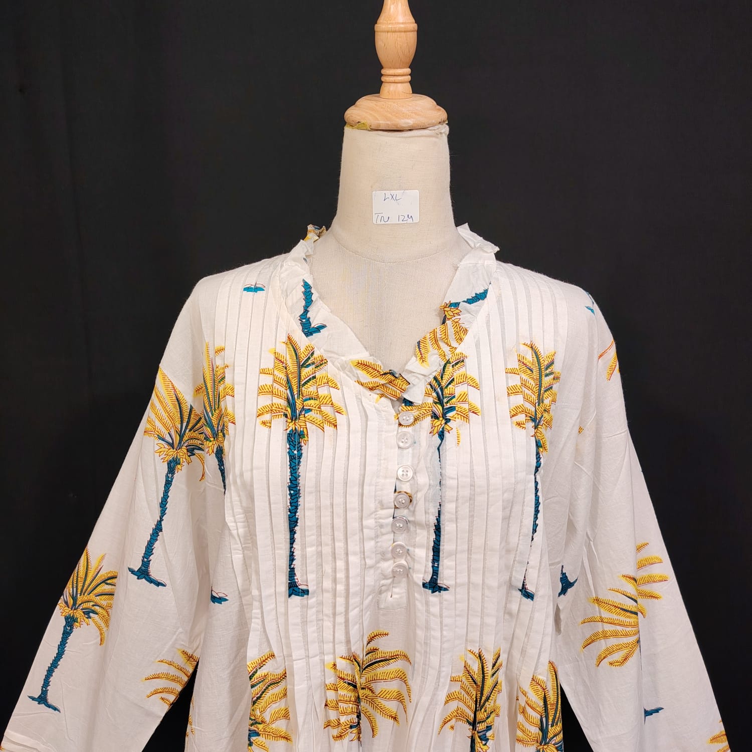 L/XL Sparrow Printed Cotton Dress 57" Long Jalabiya TN 124