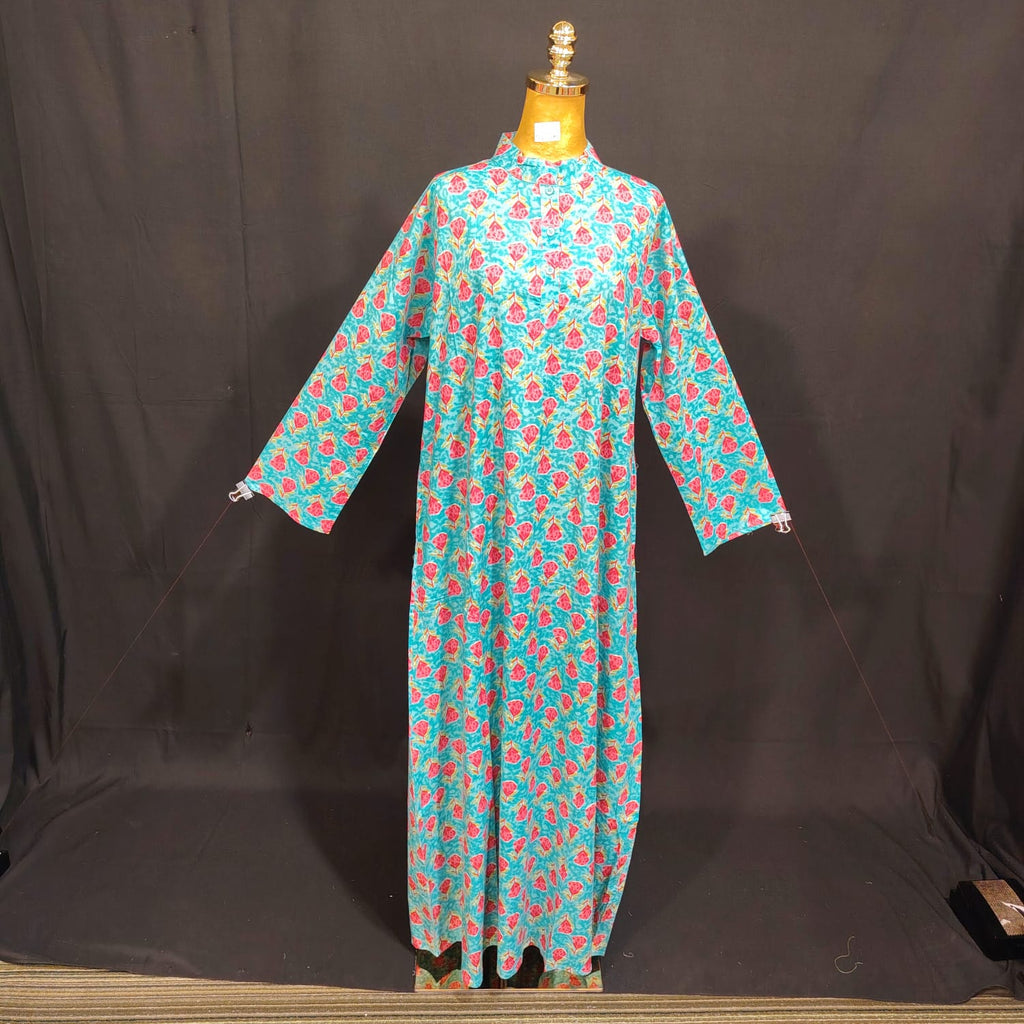 L/XLAya Printed Cotton Dress 57" Long Jalabiya TN 125