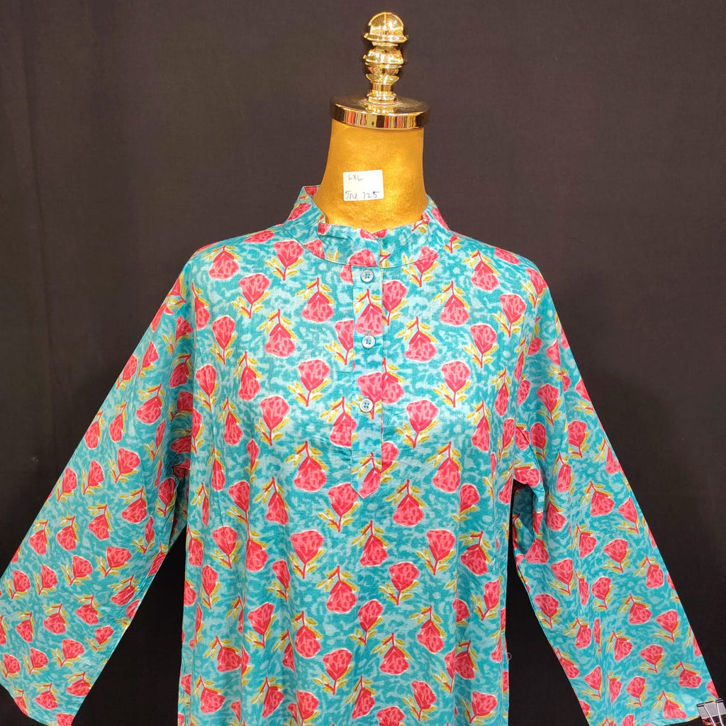 L/XLAya Printed Cotton Dress 57" Long Jalabiya TN 125