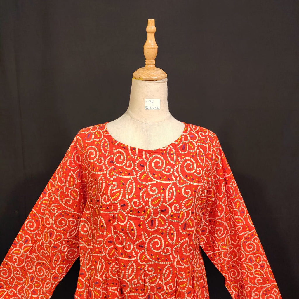 L/XL Special Printed Cotton Dress 57" Long Jalabiya TN 126