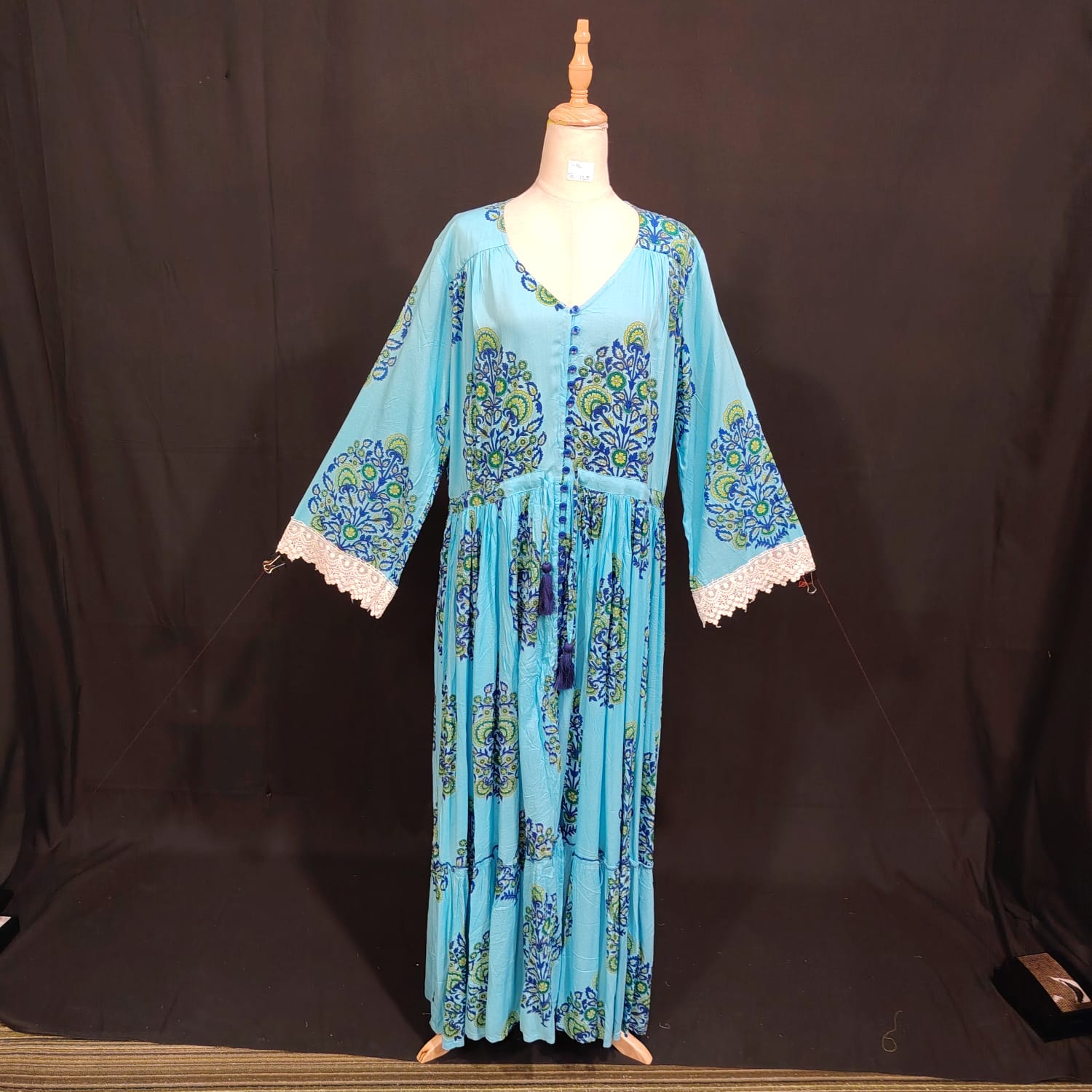 L/XL Ari Printed Cotton Dress 57" Long Jalabiya TN 128