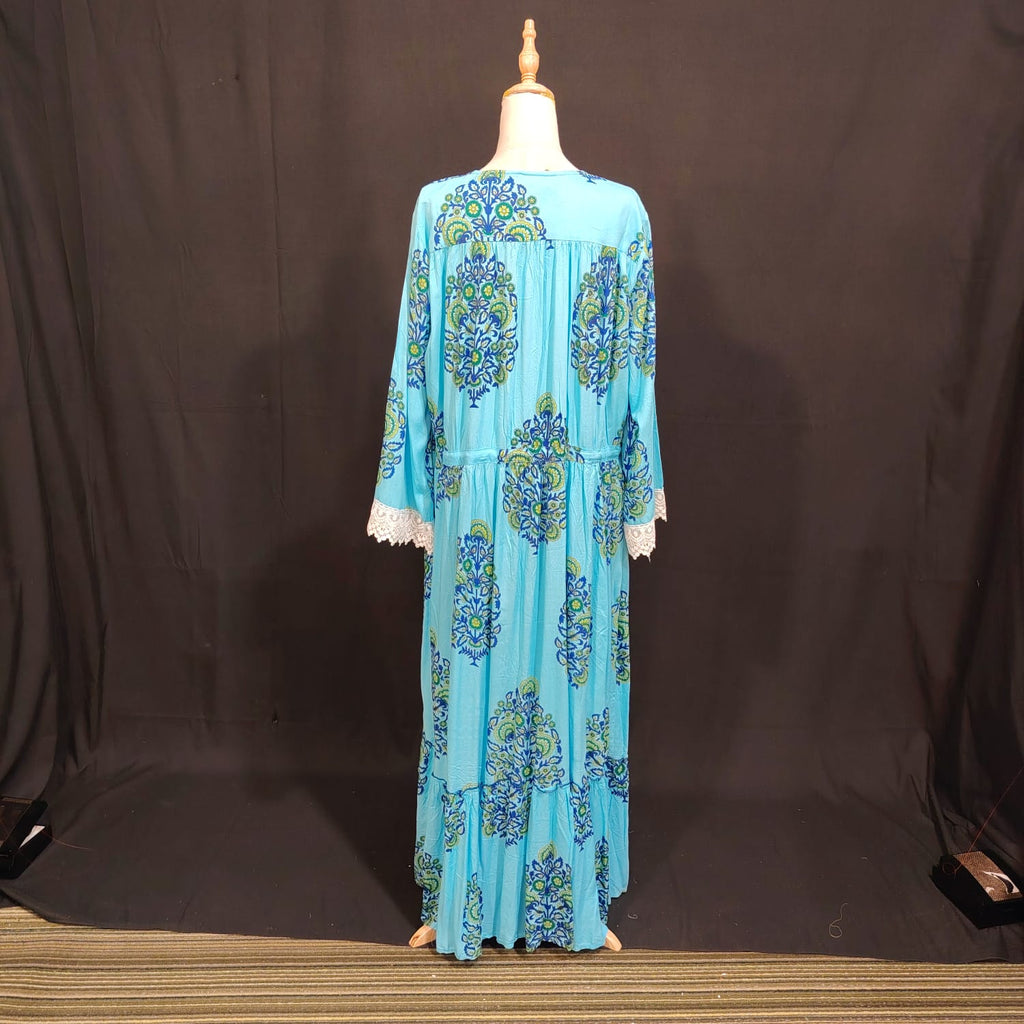 L/XL Ari Printed Cotton Dress 57" Long Jalabiya TN 128