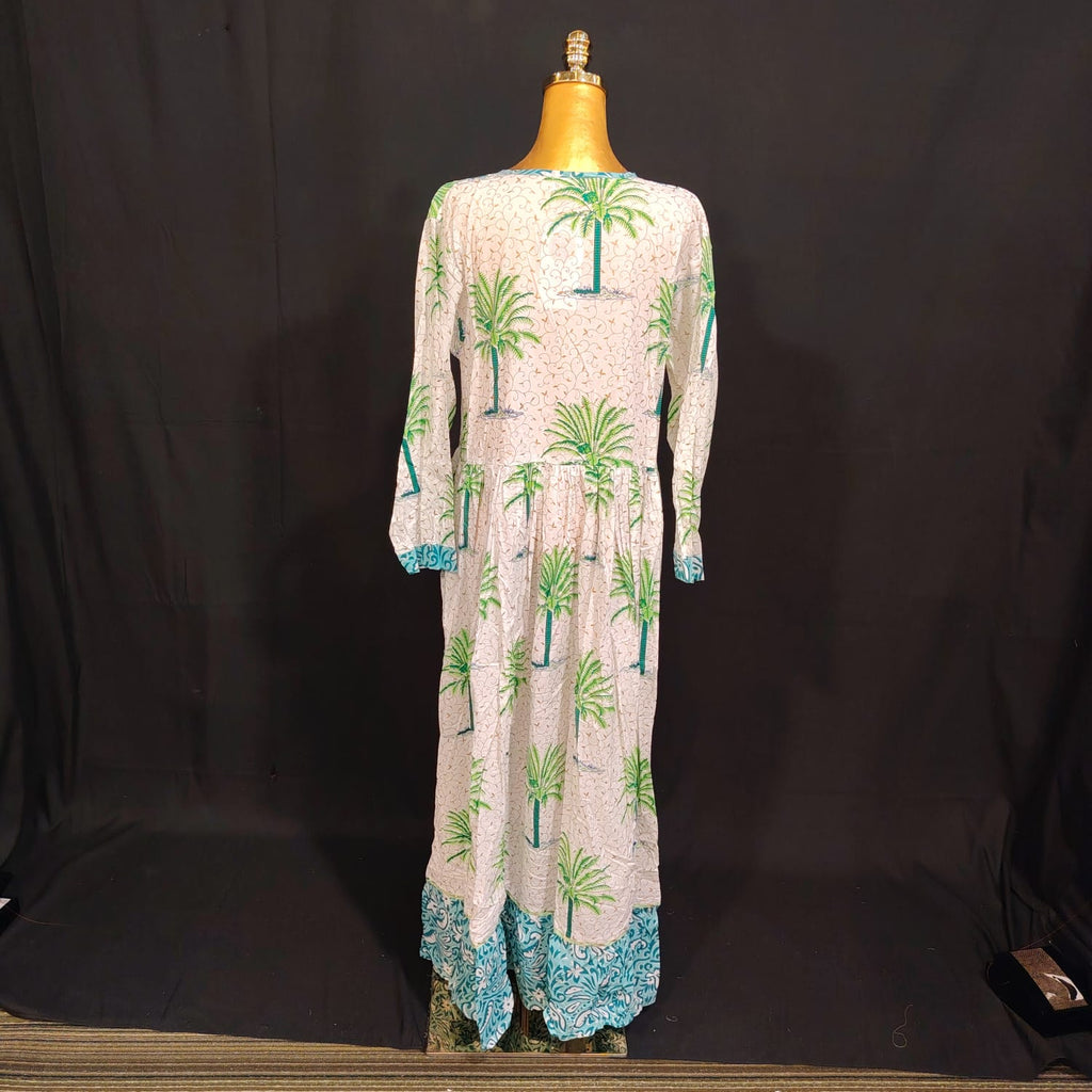 L/XL Zaria Printed Cotton Dress 57" Long Jalabiya TN 128