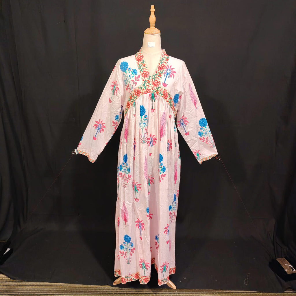 L/XL Liza Printed Cotton Dress 57" Long Jalabiya TN 130