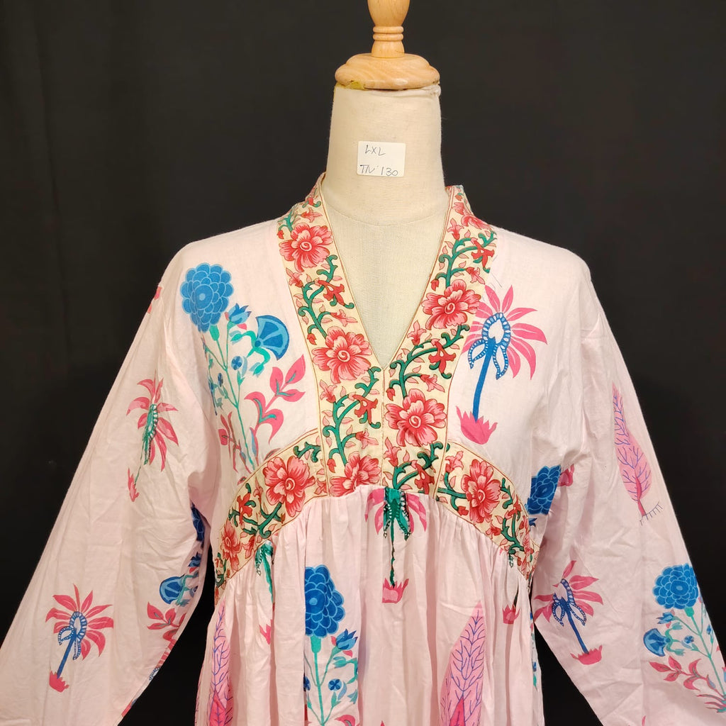 L/XL Liza Printed Cotton Dress 57" Long Jalabiya TN 130