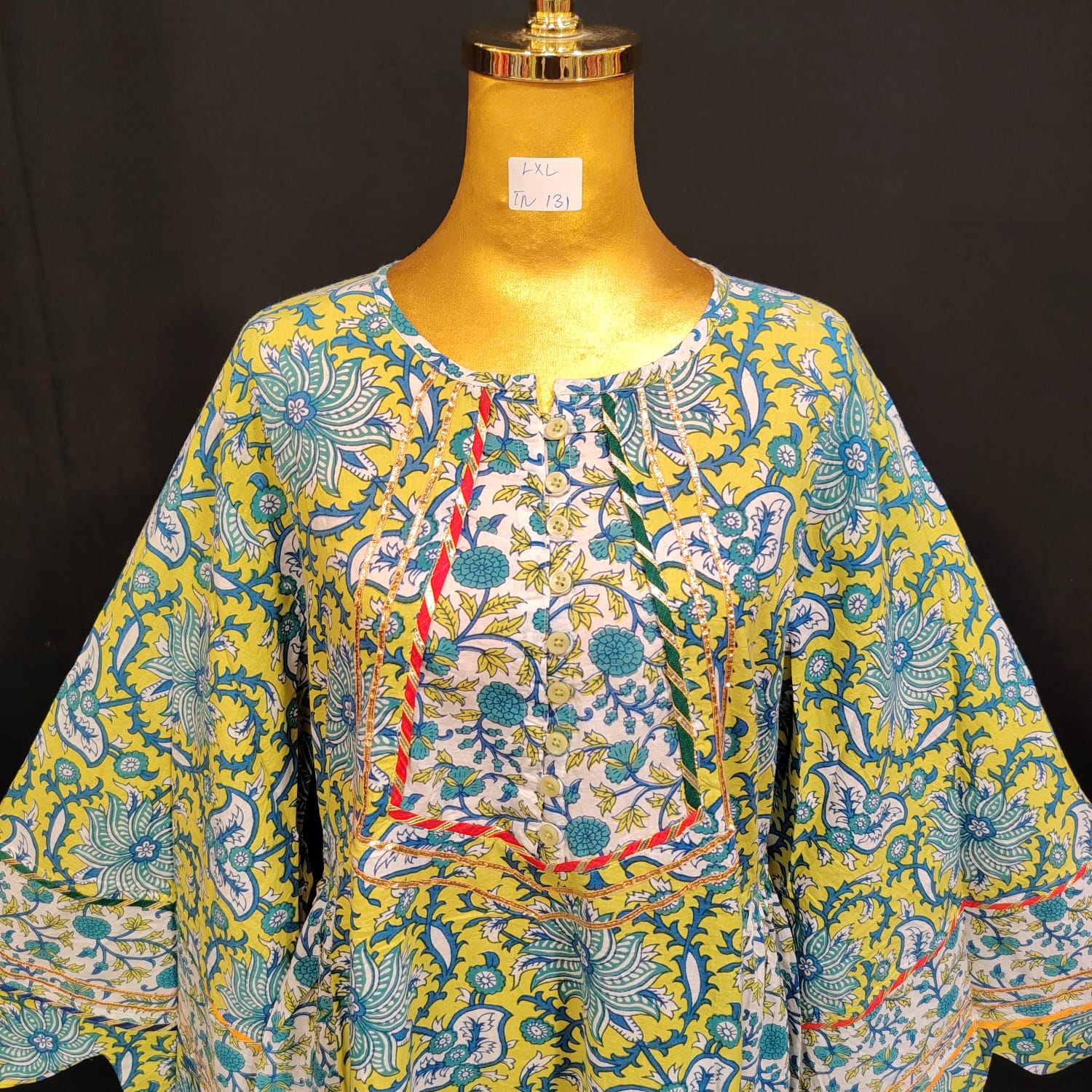 L/XL Special Printed Cotton Dress 57" Long Jalabiya TN 131