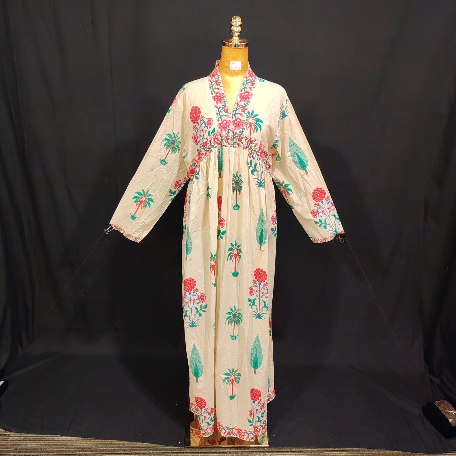L/XL Liza Printed Cotton Dress 57" Long Jalabiya TN 133