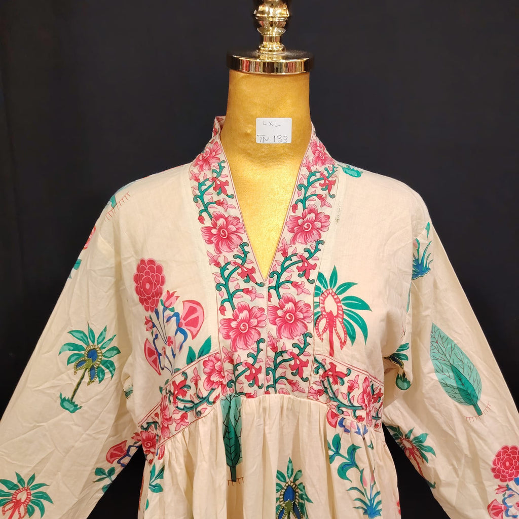 L/XL Liza Printed Cotton Dress 57" Long Jalabiya TN 133