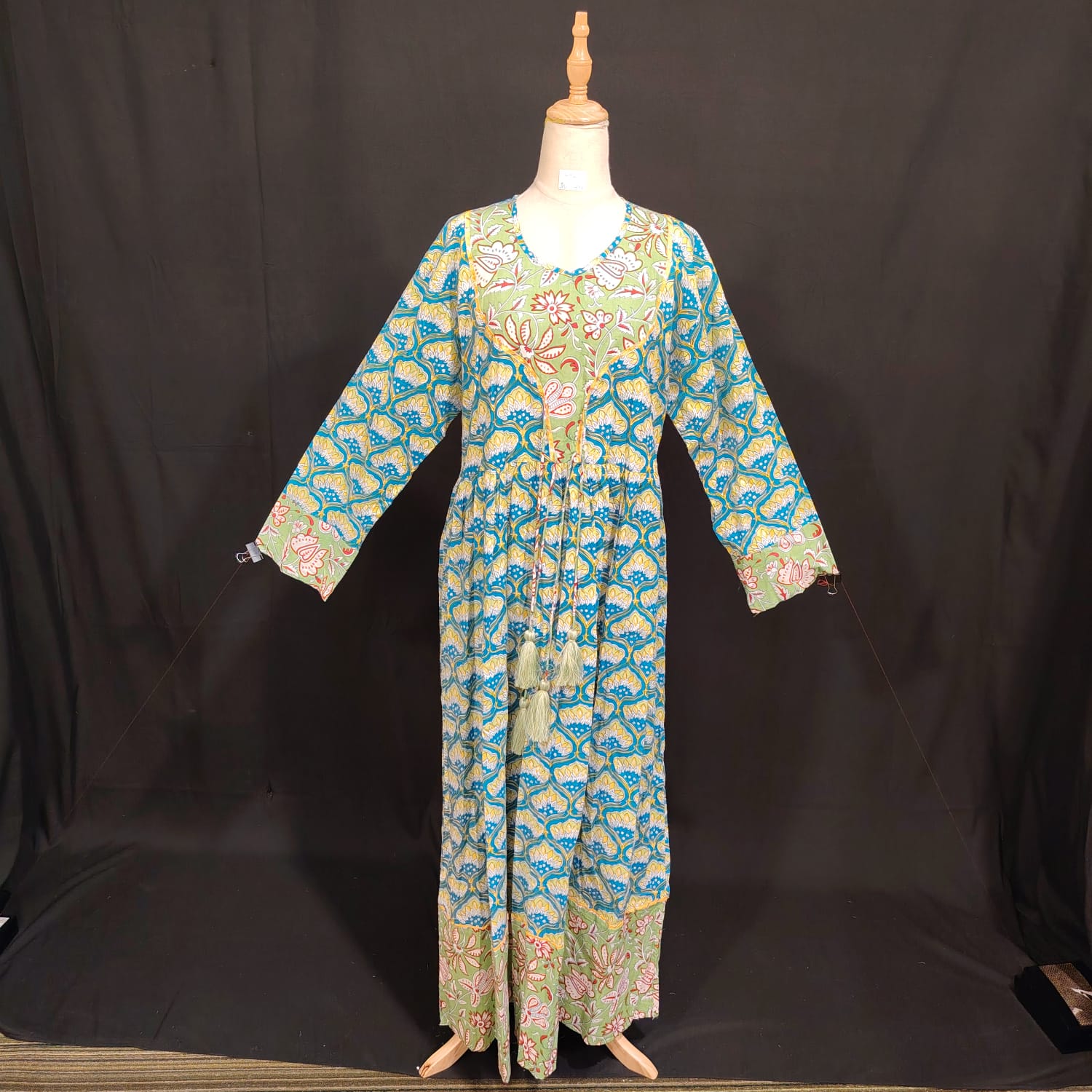 L/XL Zaria Printed Cotton Dress 57" Long Jalabiya TN 134