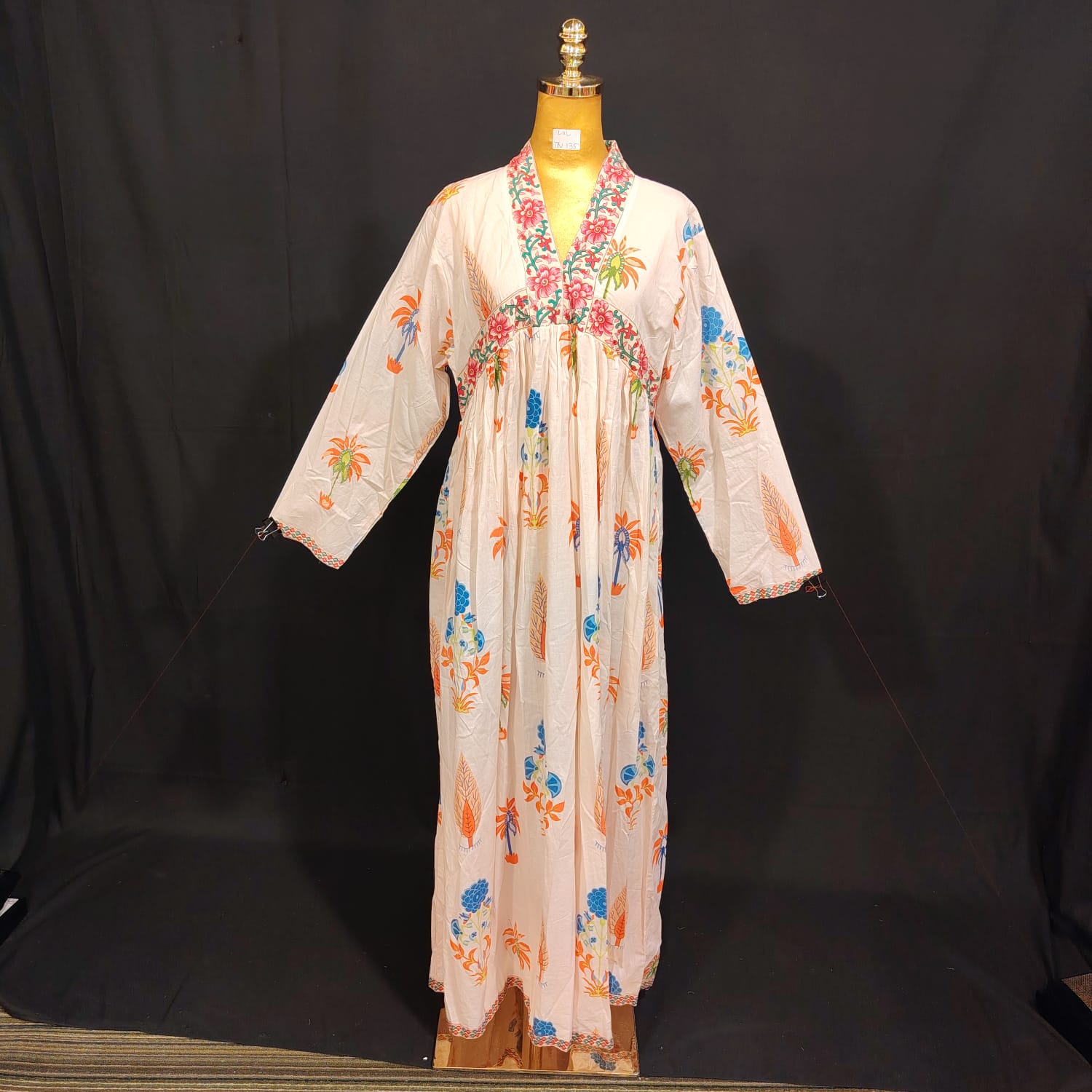 L/XL Liza Printed Cotton Dress 57" Long Jalabiya TN 135