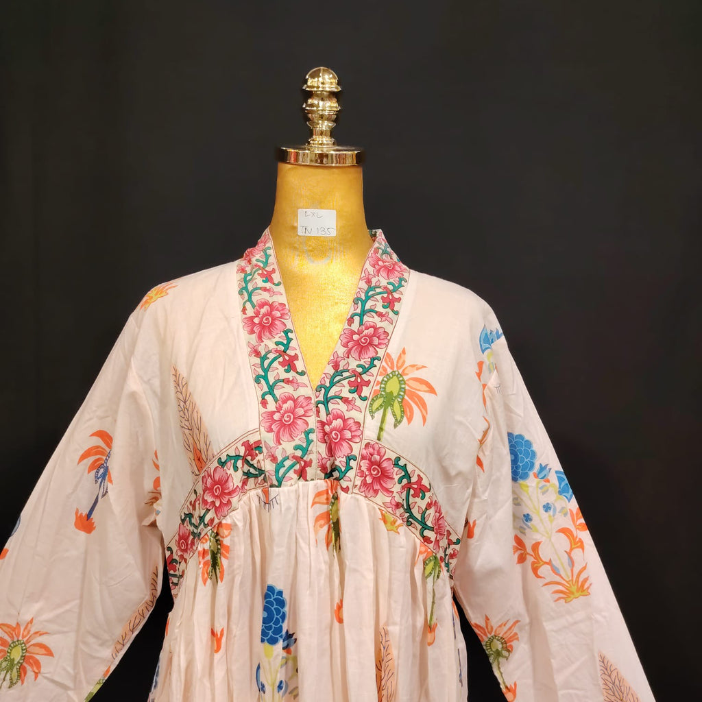 L/XL Liza Printed Cotton Dress 57" Long Jalabiya TN 135