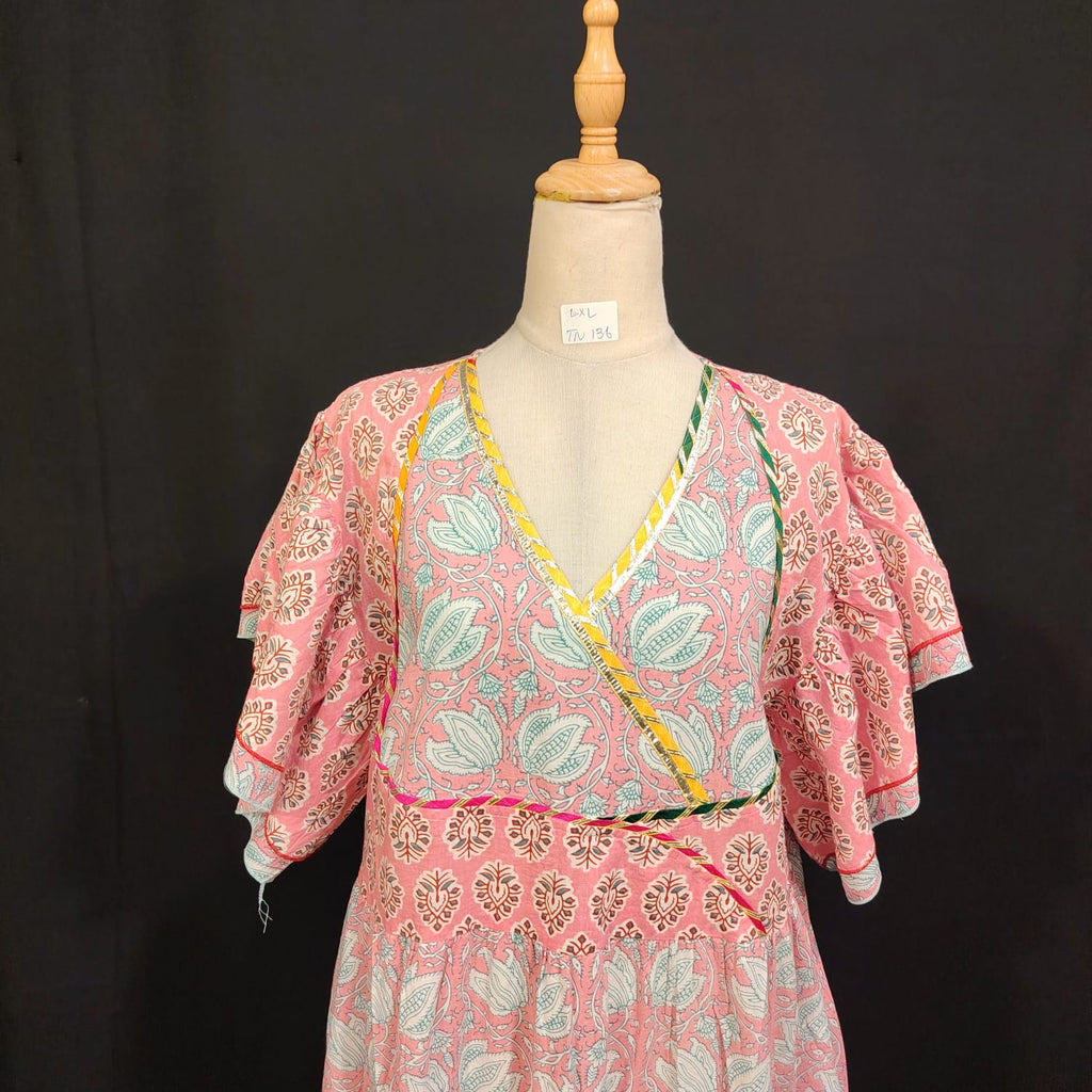 L/XL Dahli Printed Cotton Dress 57" Long Jalabiya TN 136