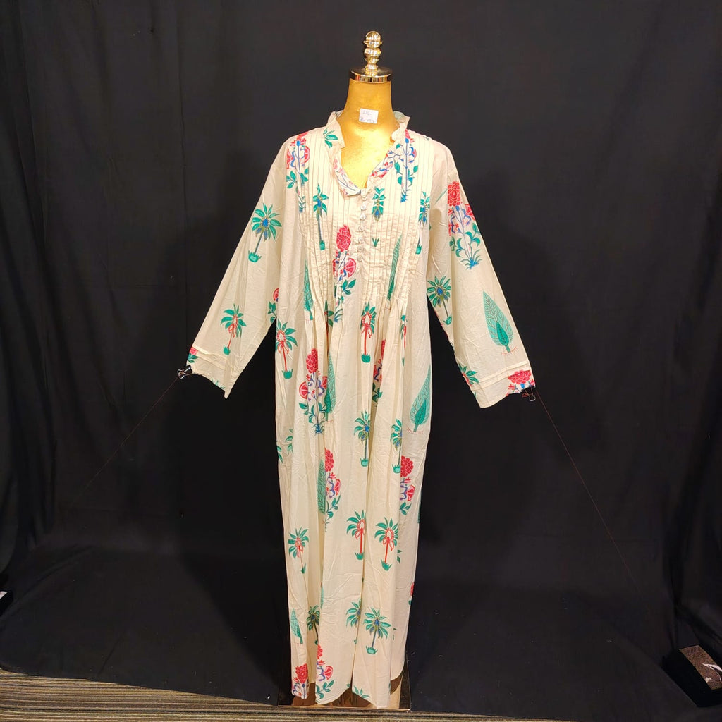 L/XL Sparrow Printed Cotton Dress 57" Long Jalabiya TN 137