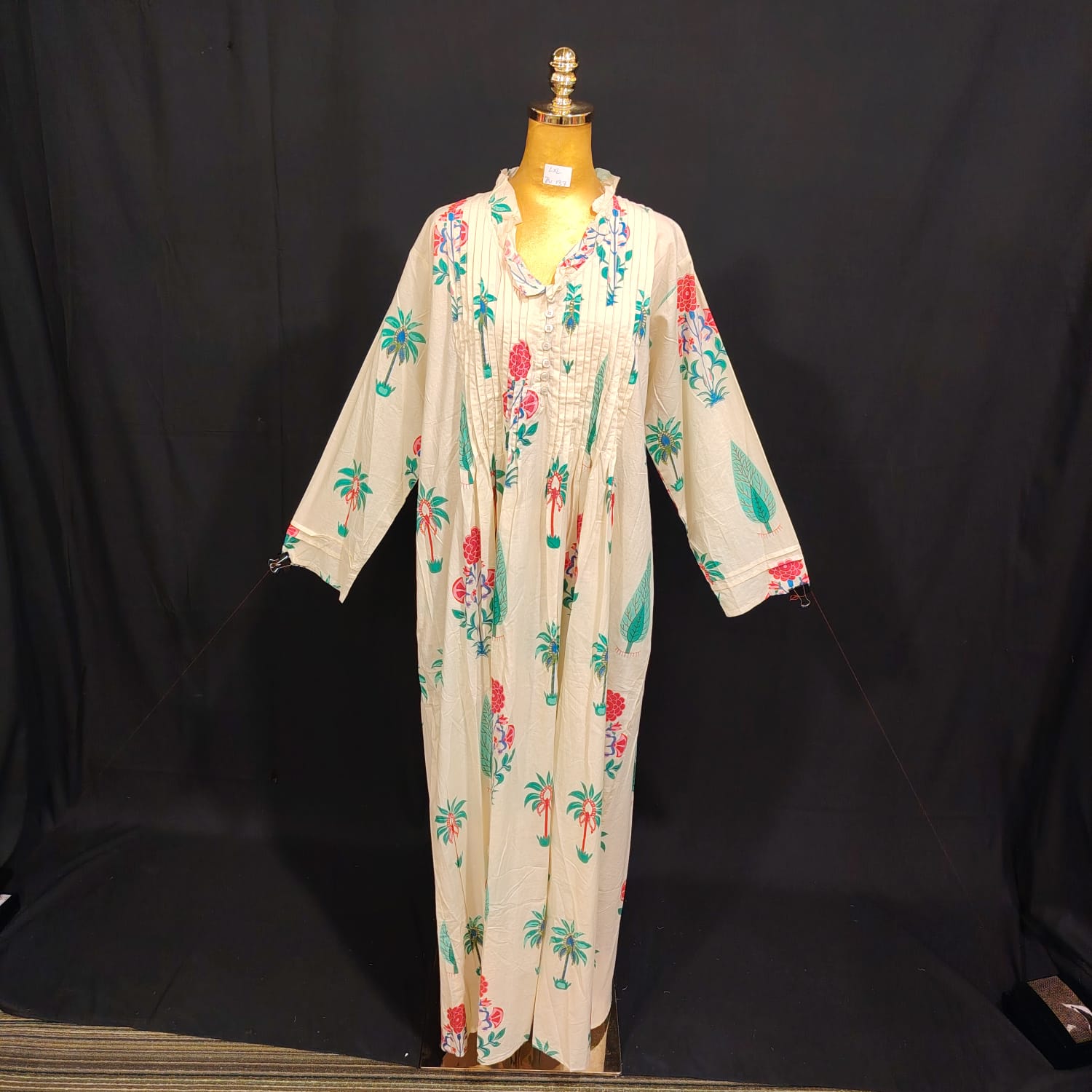 L/XL Sparrow Printed Cotton Dress 57" Long Jalabiya TN 137