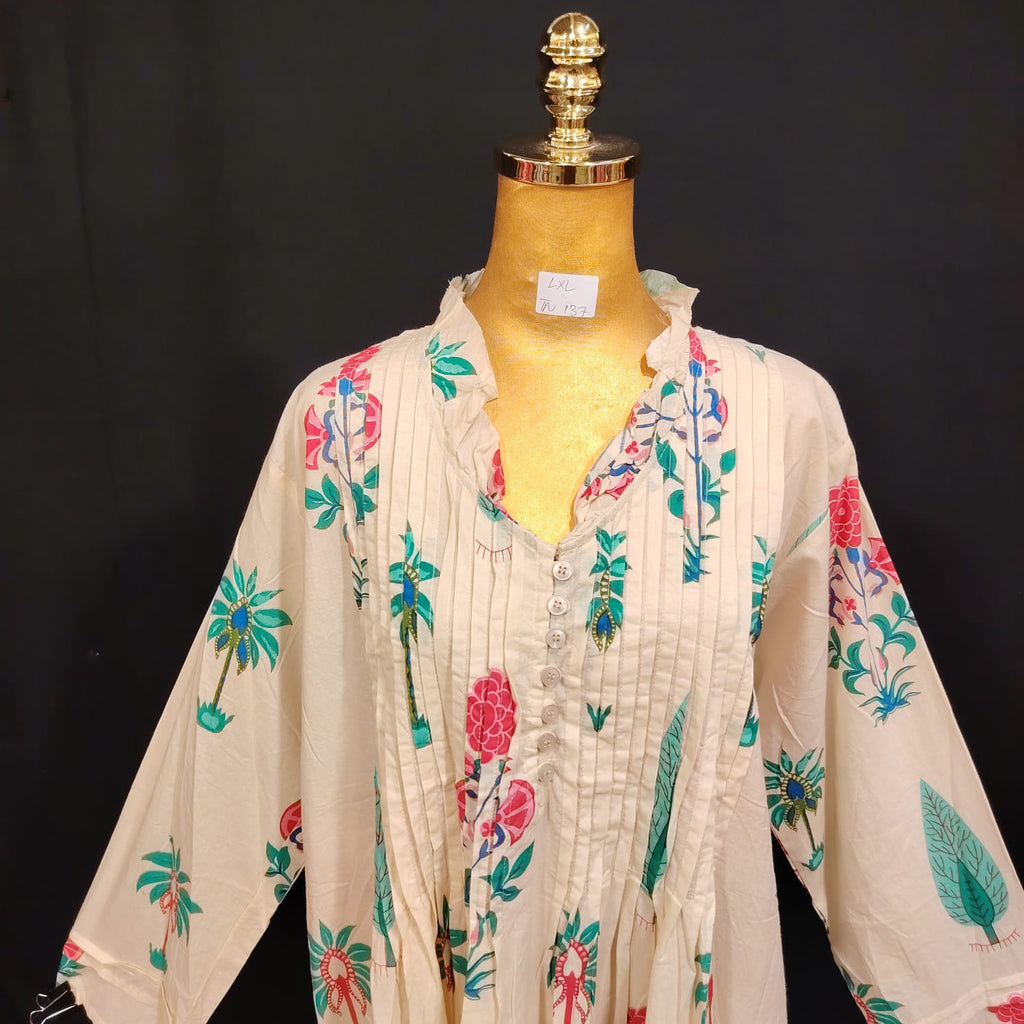 L/XL Sparrow Printed Cotton Dress 57" Long Jalabiya TN 137