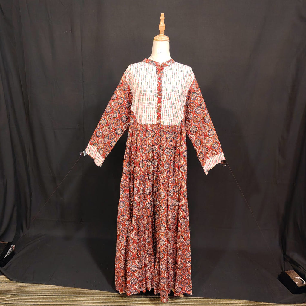 L/XL Safia Printed Cotton Dress 57" Long Jalabiya TN 138
