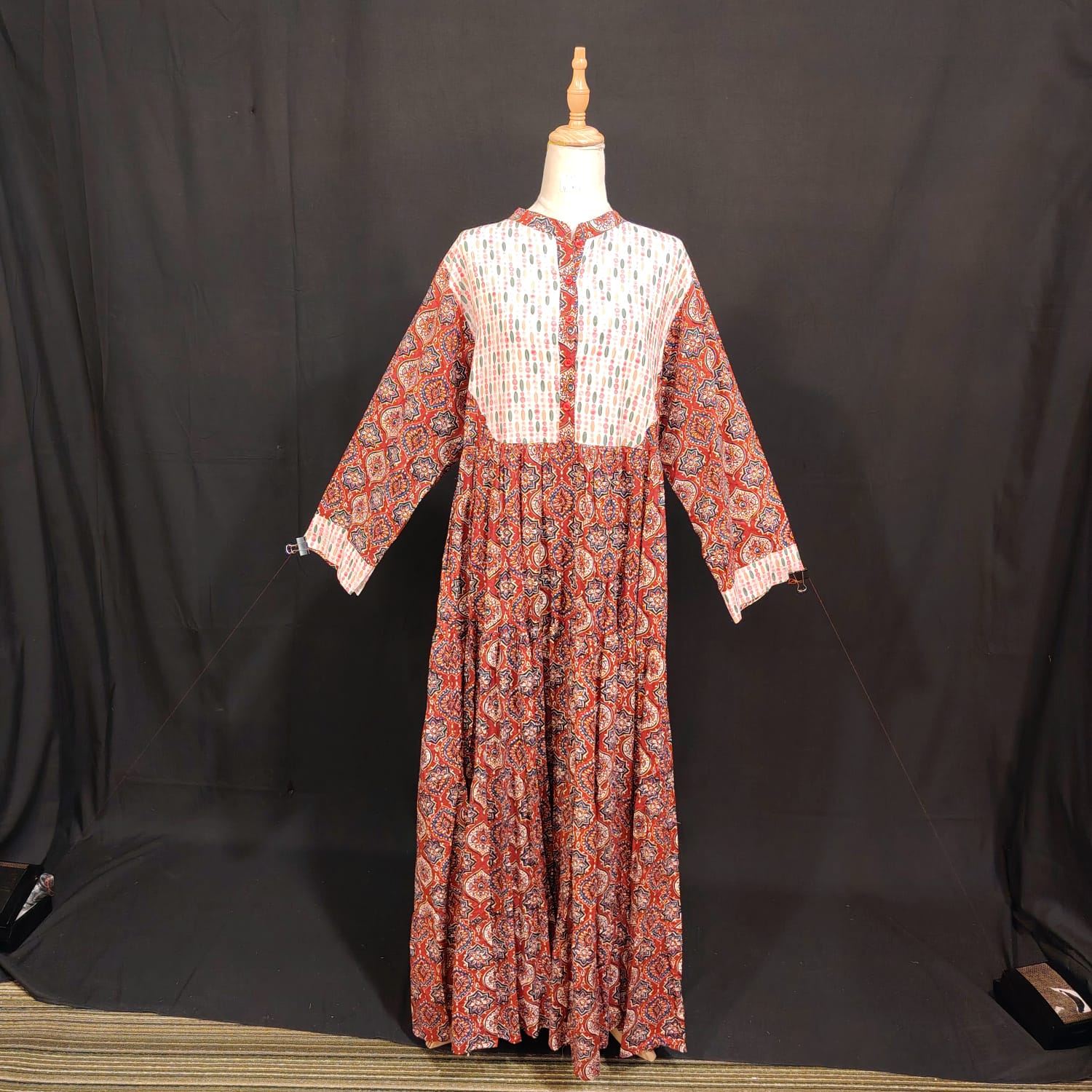 L/XL Safia Printed Cotton Dress 57" Long Jalabiya TN 138