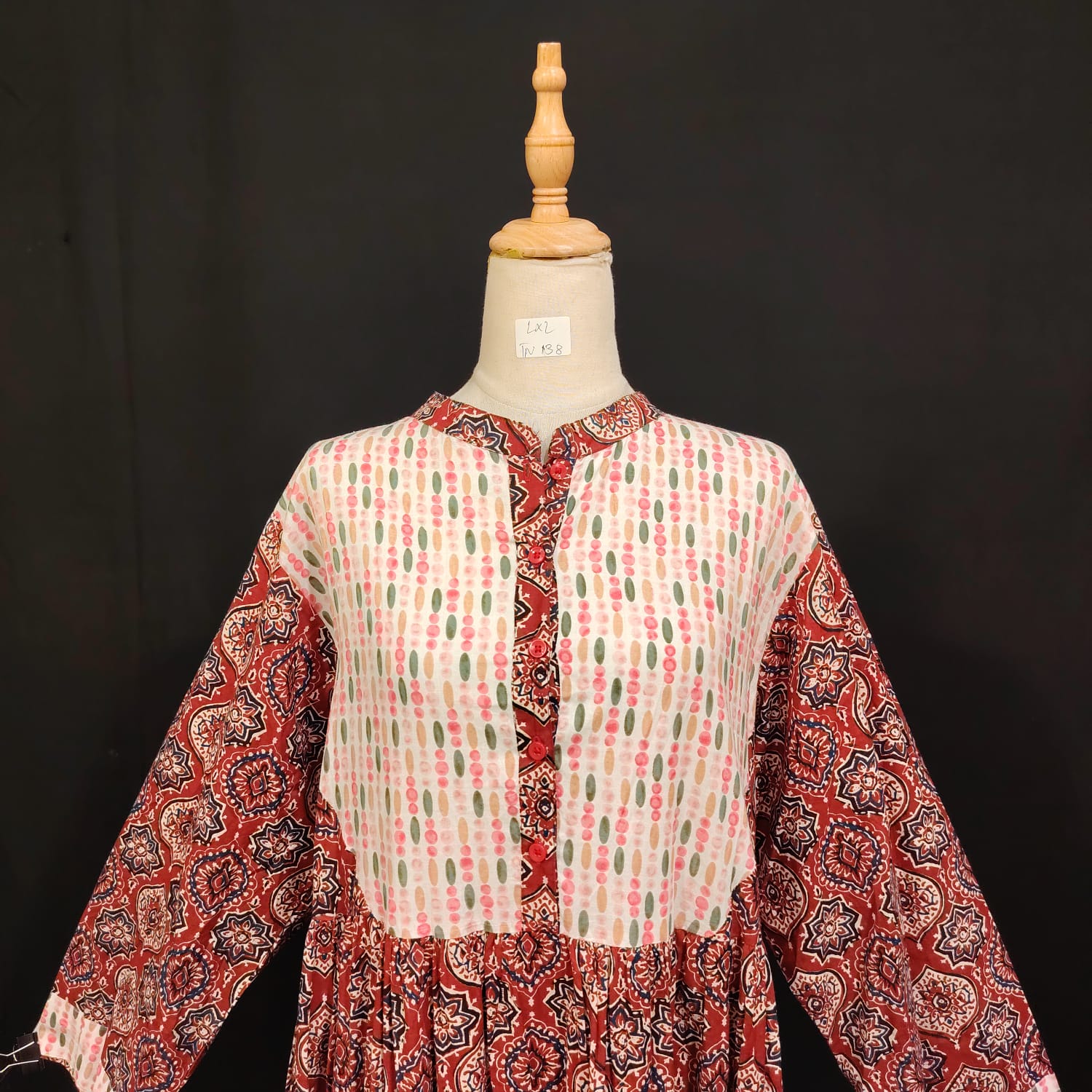 L/XL Safia Printed Cotton Dress 57" Long Jalabiya TN 138