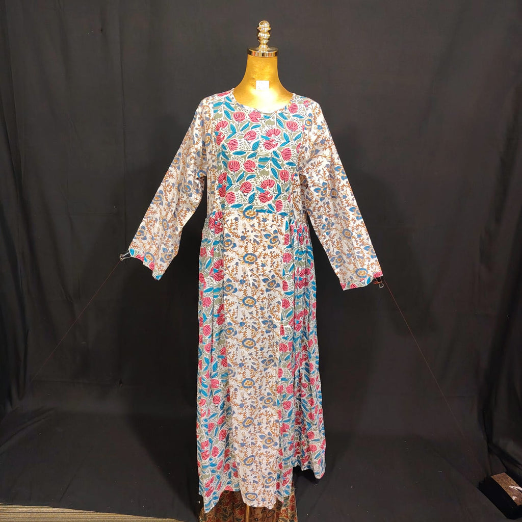 L/XL Heba Printed Cotton Dress 57" Long Jalabiya TN 139