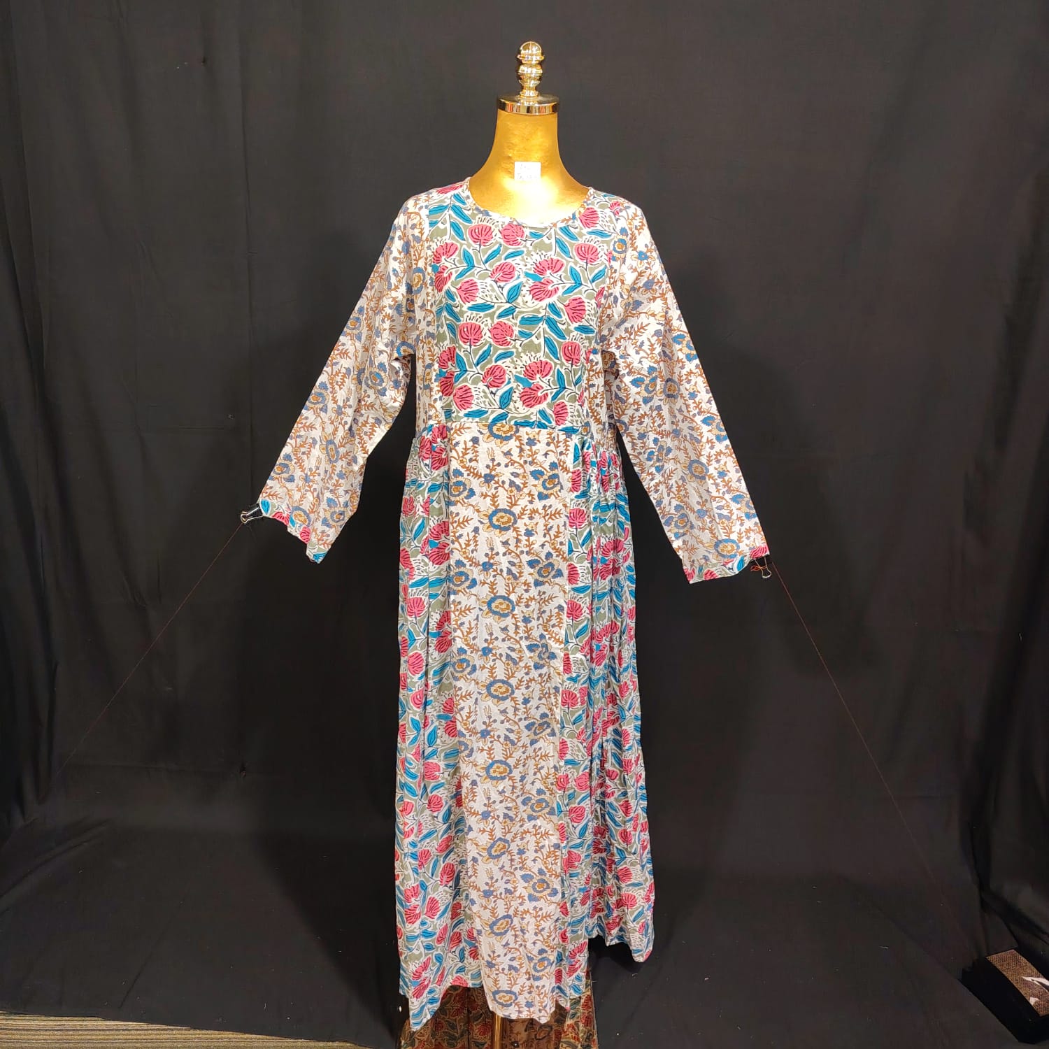 L/XL Heba Printed Cotton Dress 57" Long Jalabiya TN 139