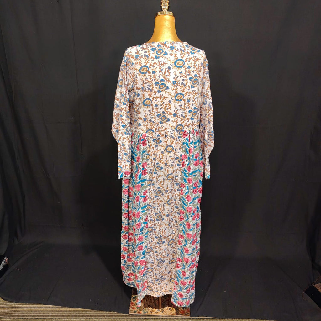 L/XL Heba Printed Cotton Dress 57" Long Jalabiya TN 139