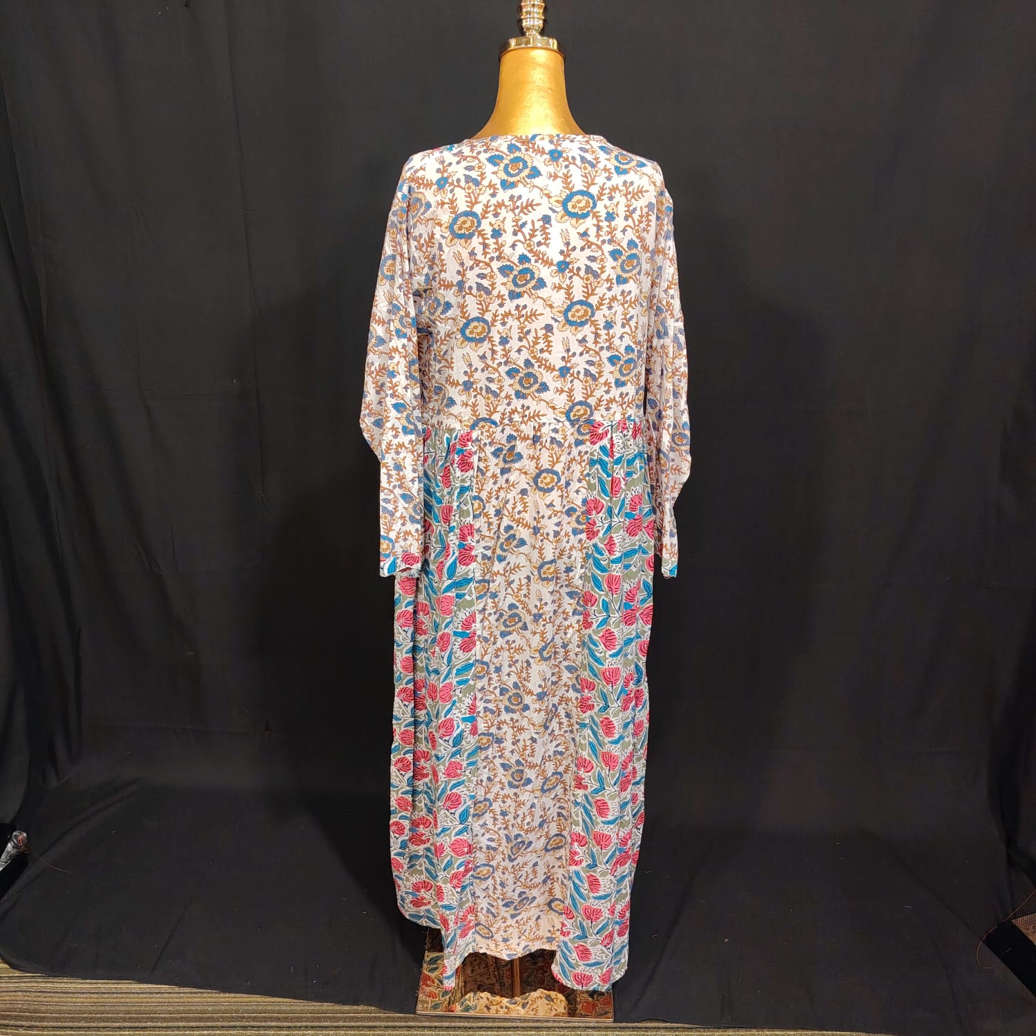 L/XL Heba Printed Cotton Dress 57" Long Jalabiya TN 139