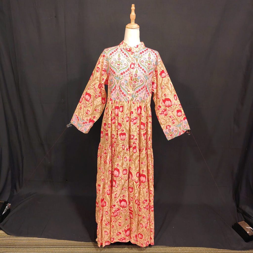 L/XL Safia Printed Cotton Dress 57" Long Jalabiya TN 140