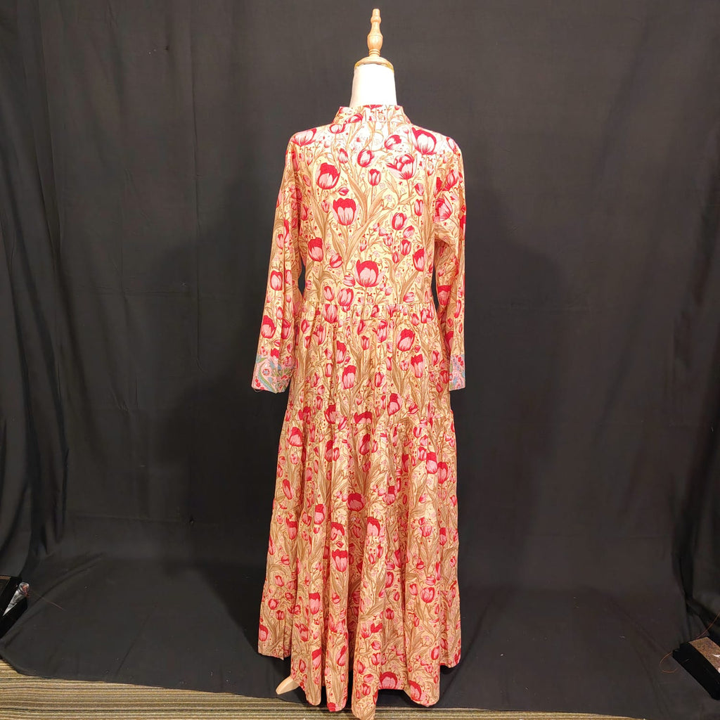 L/XL Safia Printed Cotton Dress 57" Long Jalabiya TN 140