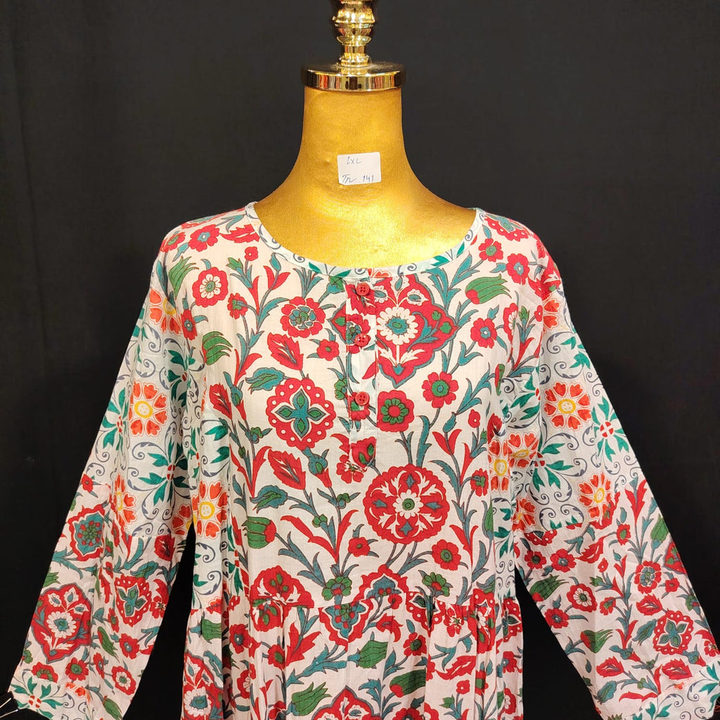 L/XL Juhi Printed Cotton Dress 57" Long Jalabiya TN 141