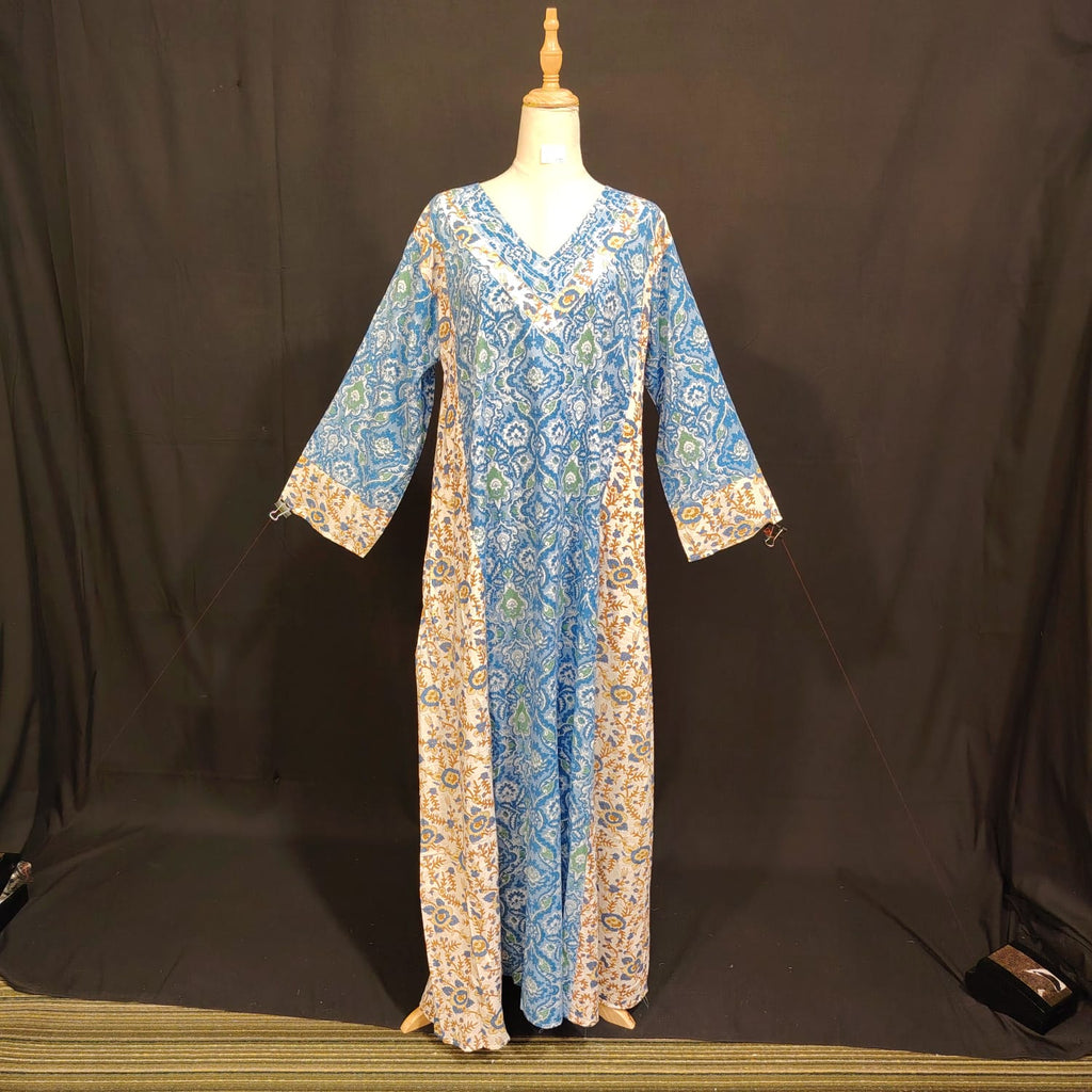 L/XL Noor Printed Cotton Dress 57" Long Jalabiya TN 142