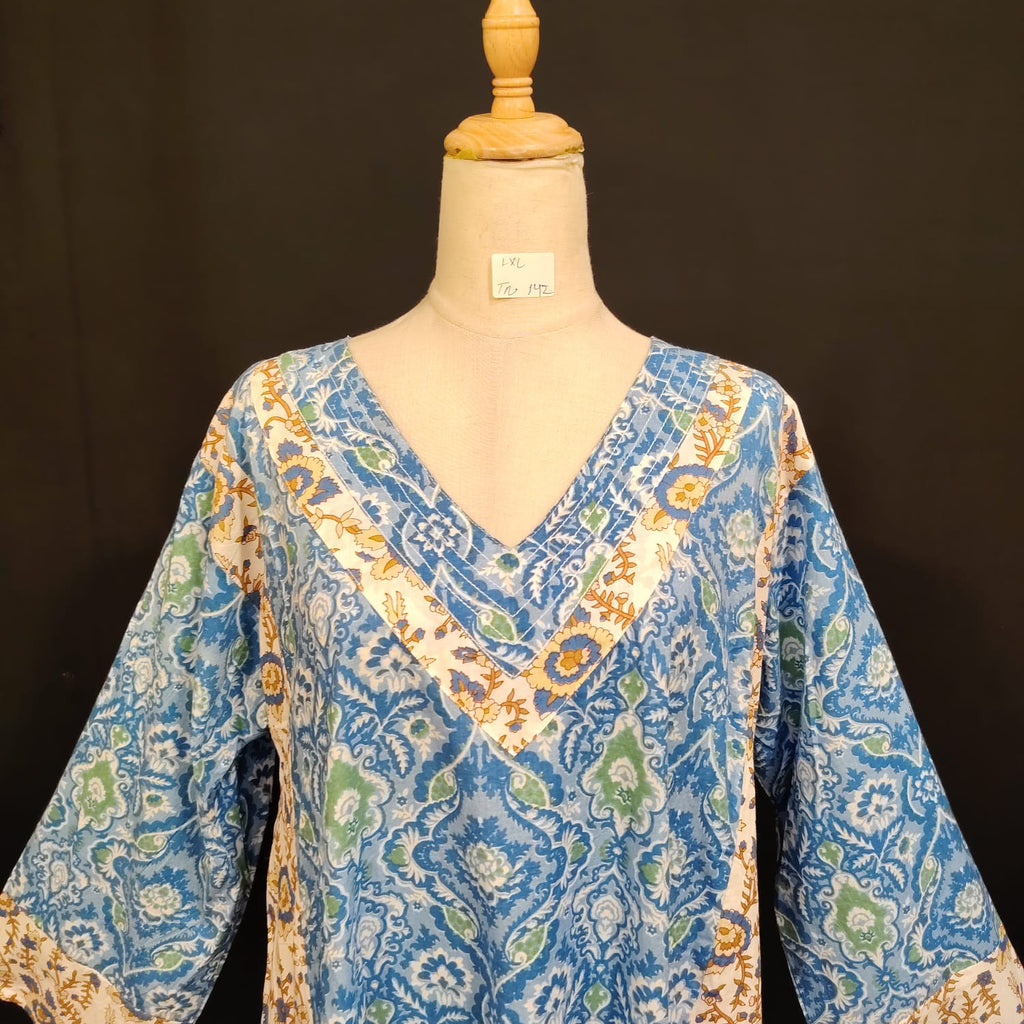 L/XL Noor Printed Cotton Dress 57" Long Jalabiya TN 142