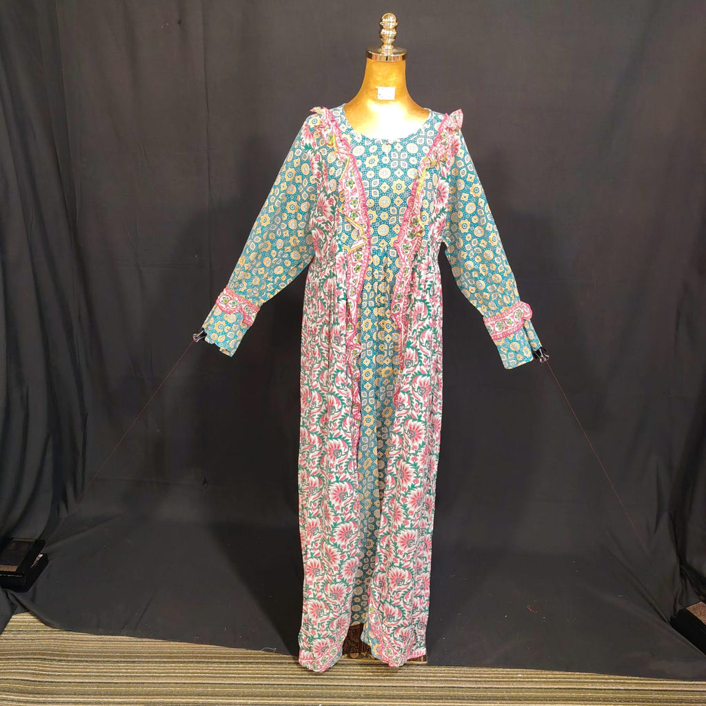 L/XL Special Printed Cotton Dress 57" Long Jalabiya TN 145