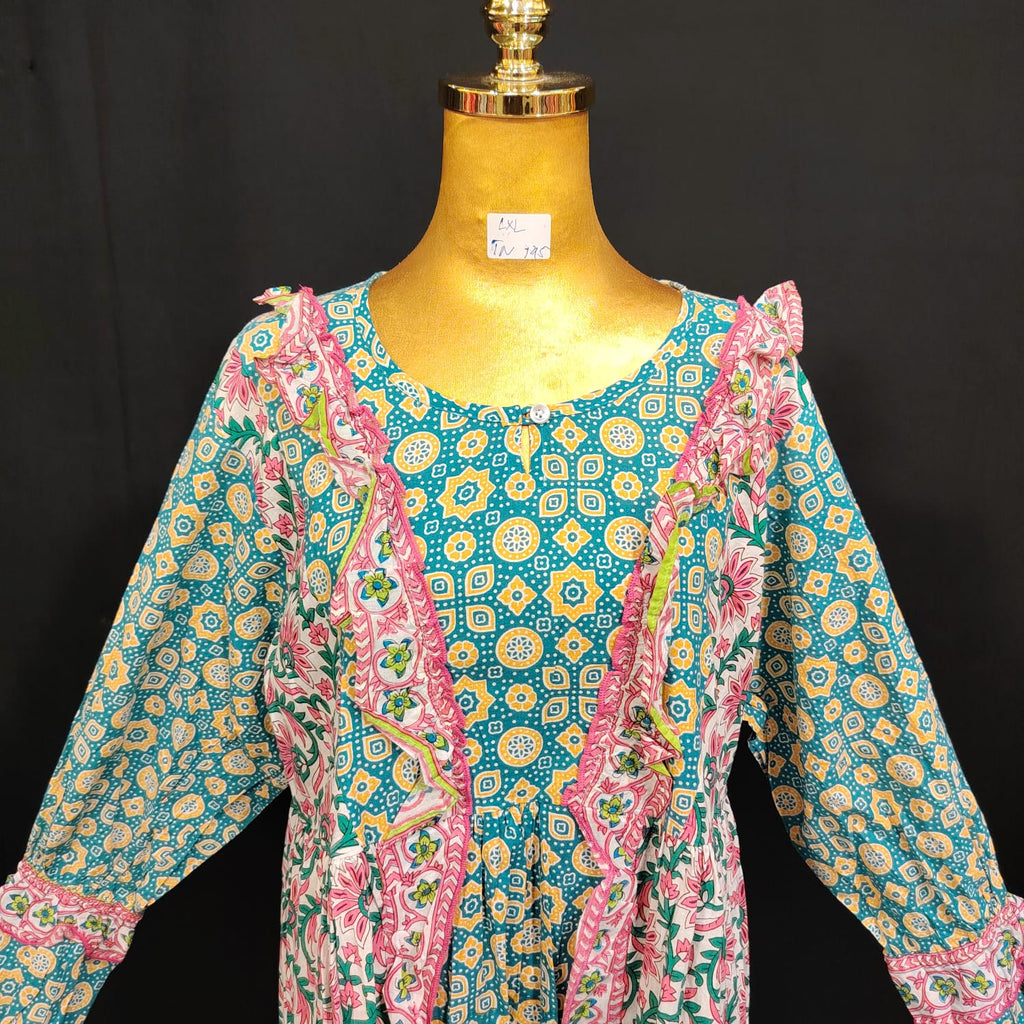 L/XL Special Printed Cotton Dress 57" Long Jalabiya TN 145