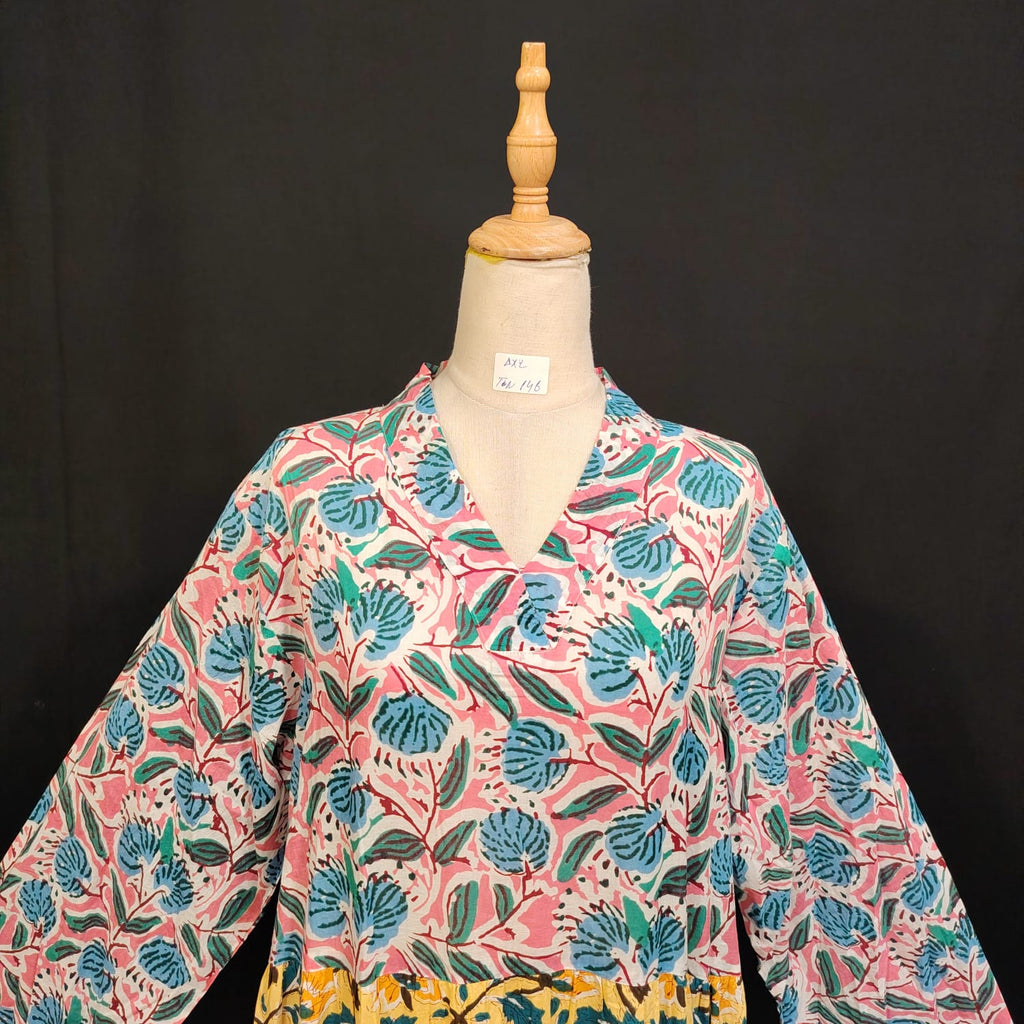 L/XL Maldives Printed Cotton Dress 57" Long Jalabiya TN 146