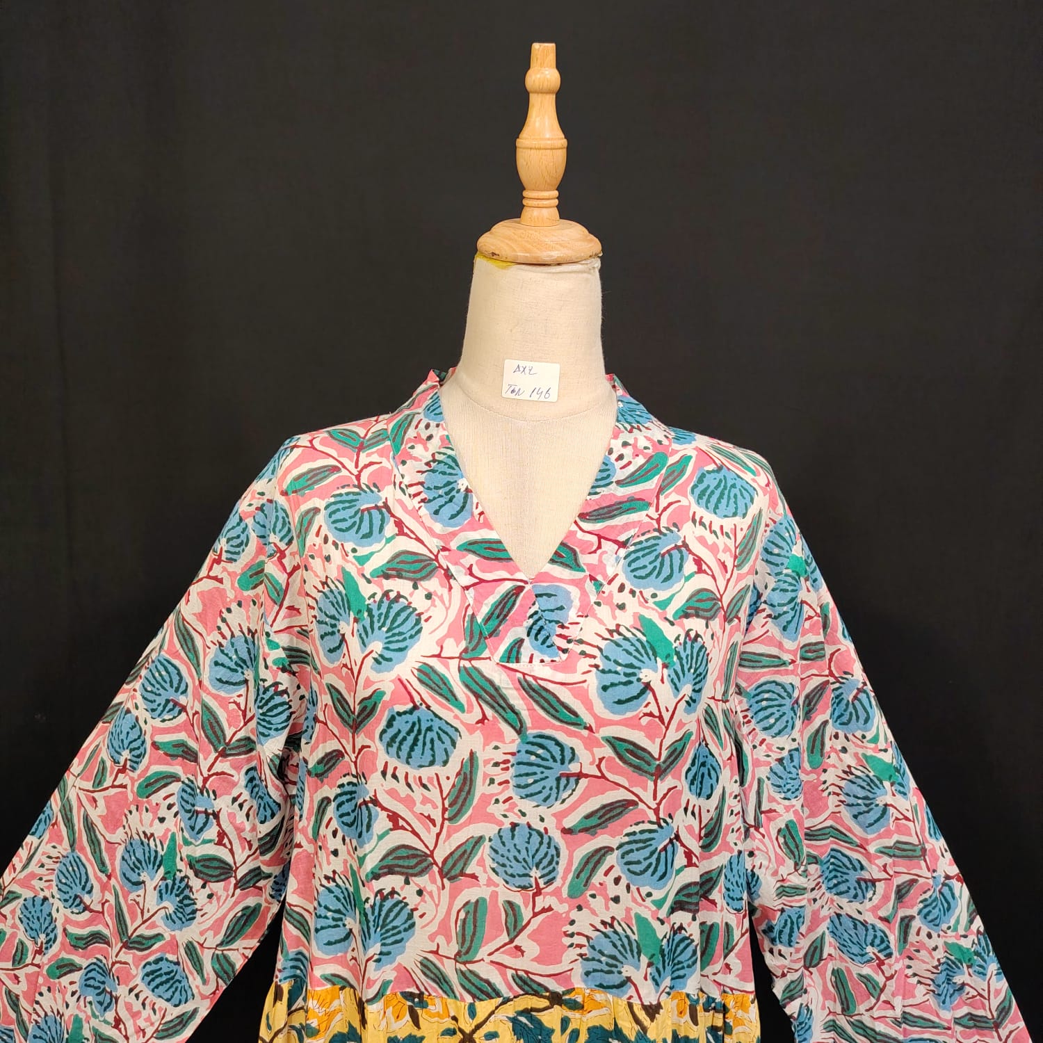 L/XL Maldives Printed Cotton Dress 57" Long Jalabiya TN 146