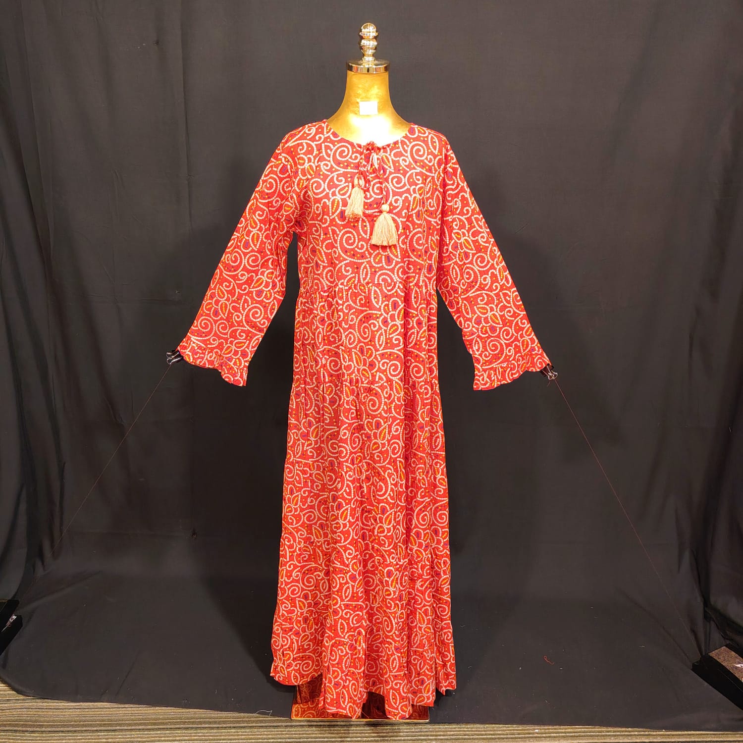 L/XL Razia Printed Cotton Dress 57" Long Jalabiya TN 147