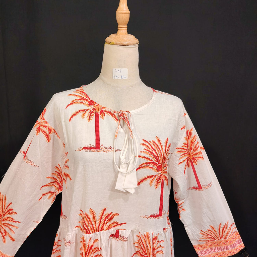 L/XL Special Printed Cotton Dress 57" Long Jalabiya TN 150