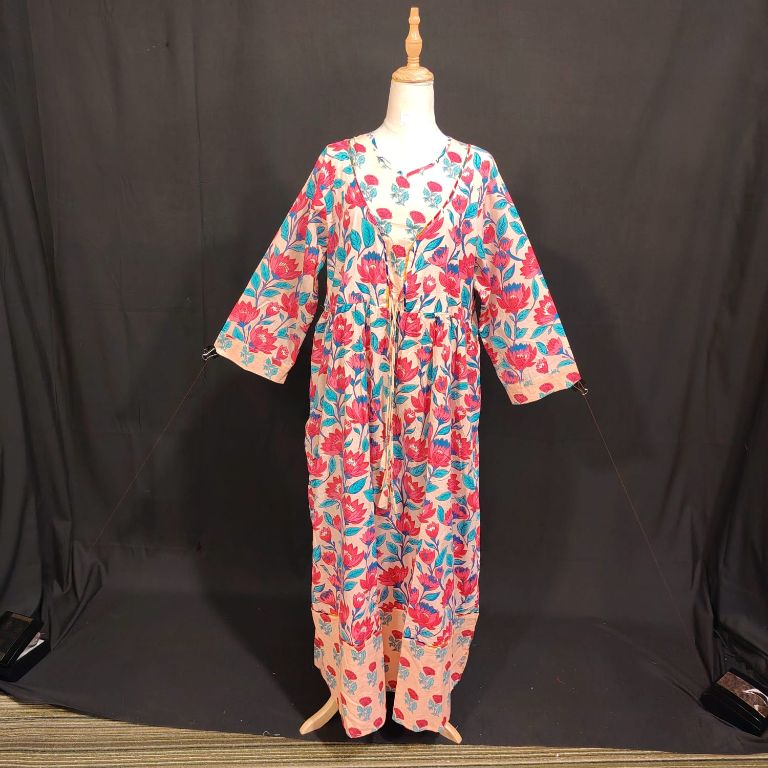 L/XL Zaria Printed Cotton Dress 57" Long Jalabiya TN 151