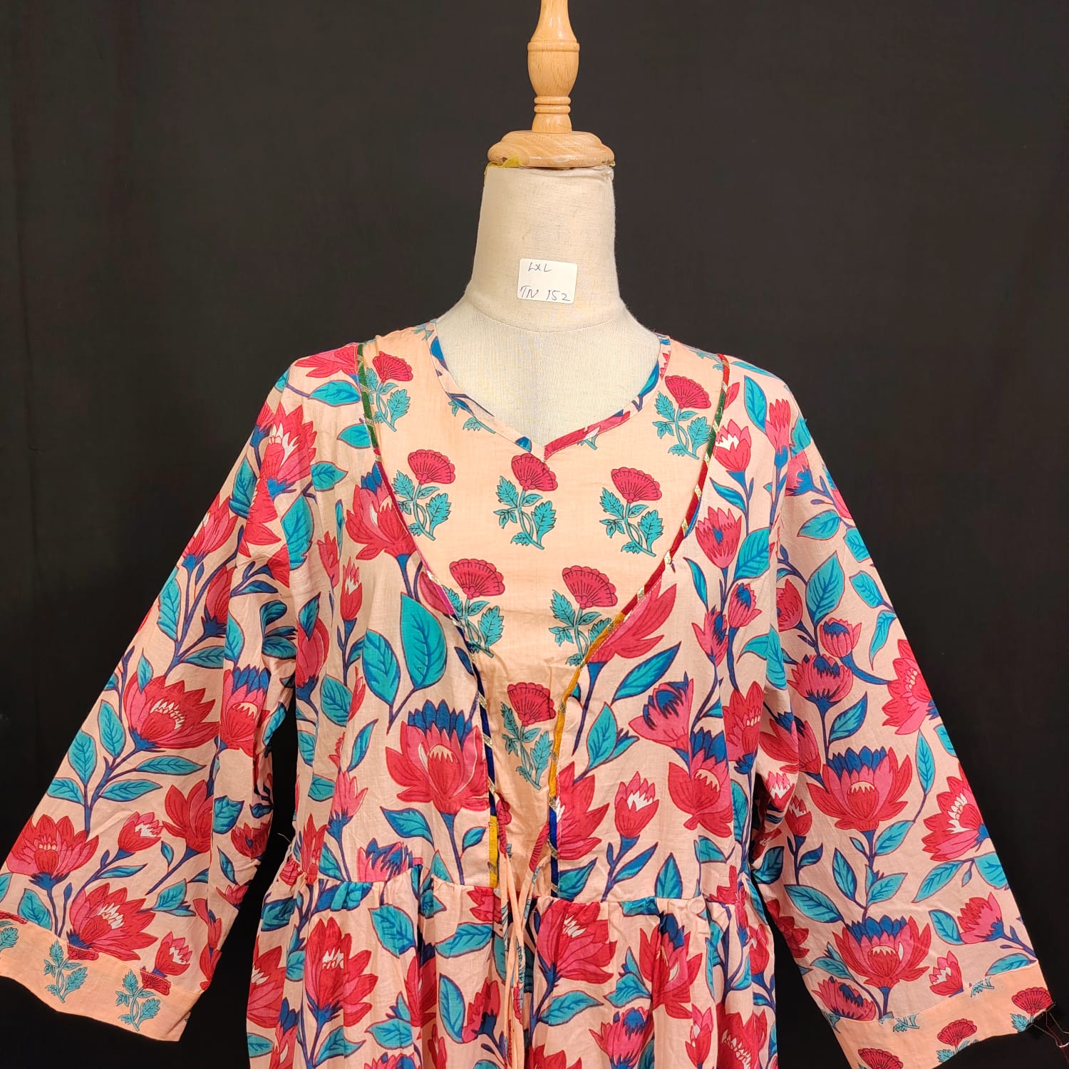 L/XL Zaria Printed Cotton Dress 57" Long Jalabiya TN 151