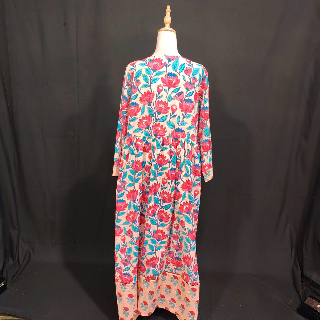 L/XL Zaria Printed Cotton Dress 57" Long Jalabiya TN 151